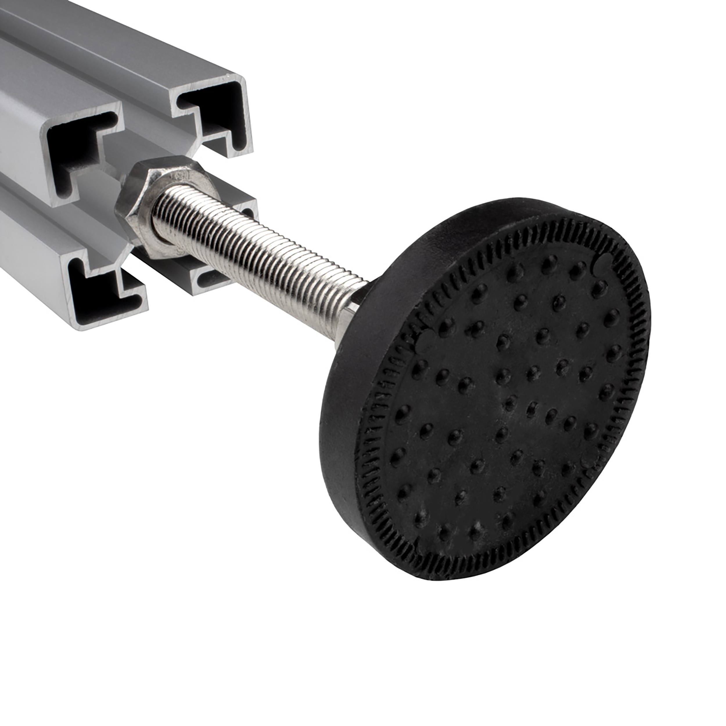 Gelenkfuss Standfuss M12x100mm Teller 60mm für Aluprofil 45-er - 4 Stück Gelenkfuss Standfuss M12x100mm Teller 60mm für Aluprofil 45-er - 4 Stück