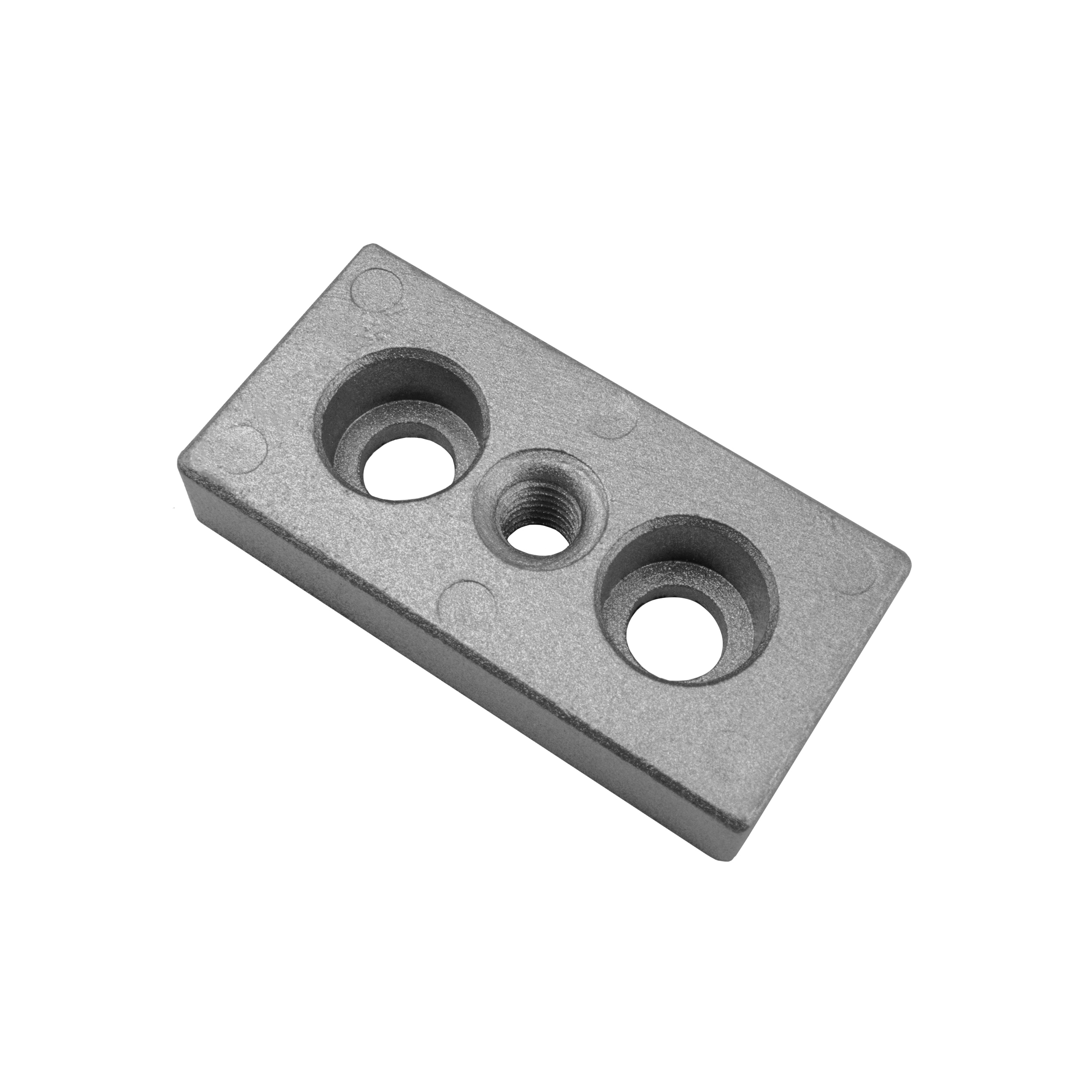 Adapter- & Fußplatte Aluprofil 3060, silbergrau – M8 ohne Stellfuß