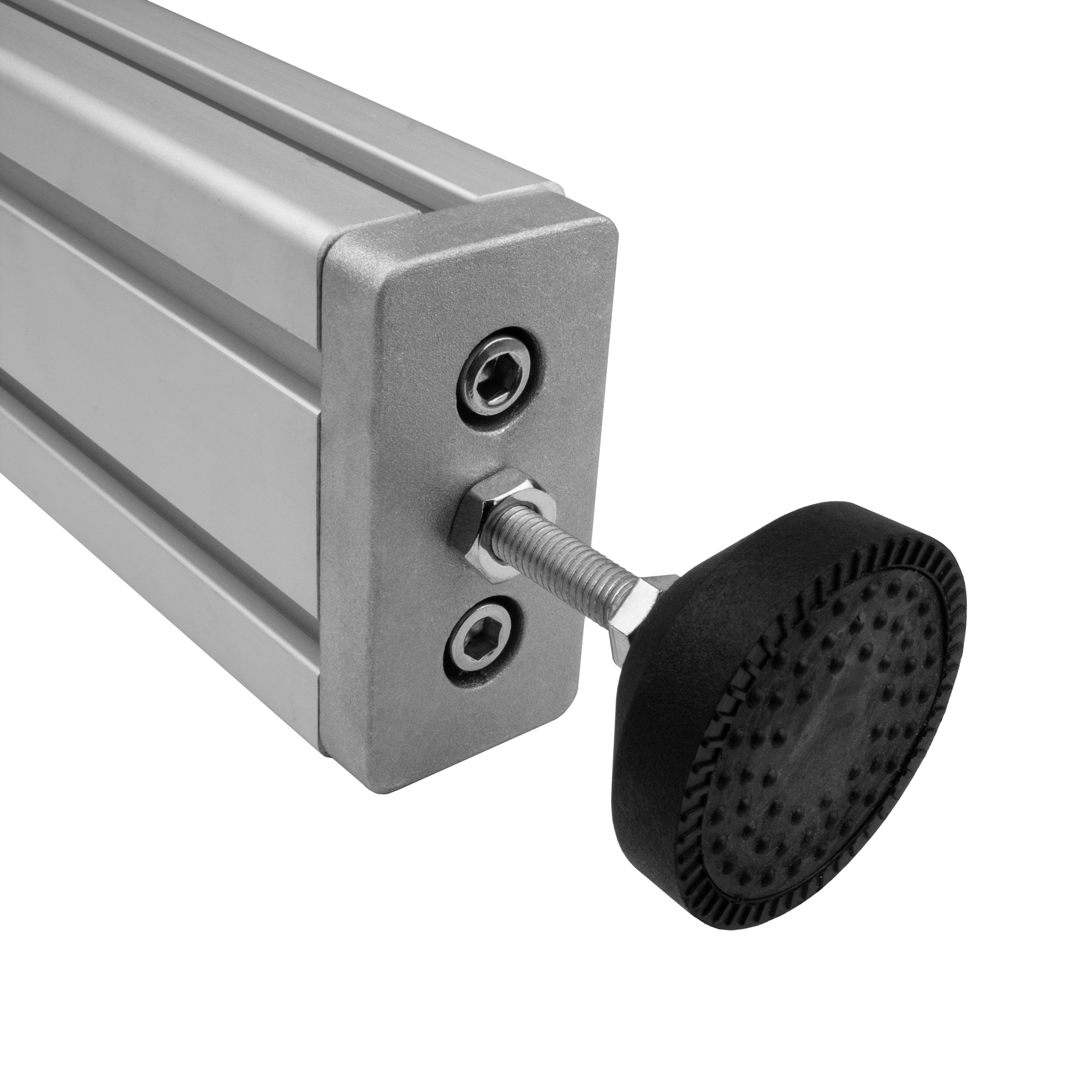 Adapter- & Fußplatte Aluprofil 4080, silbergrau – M8 ohne Stellfuß