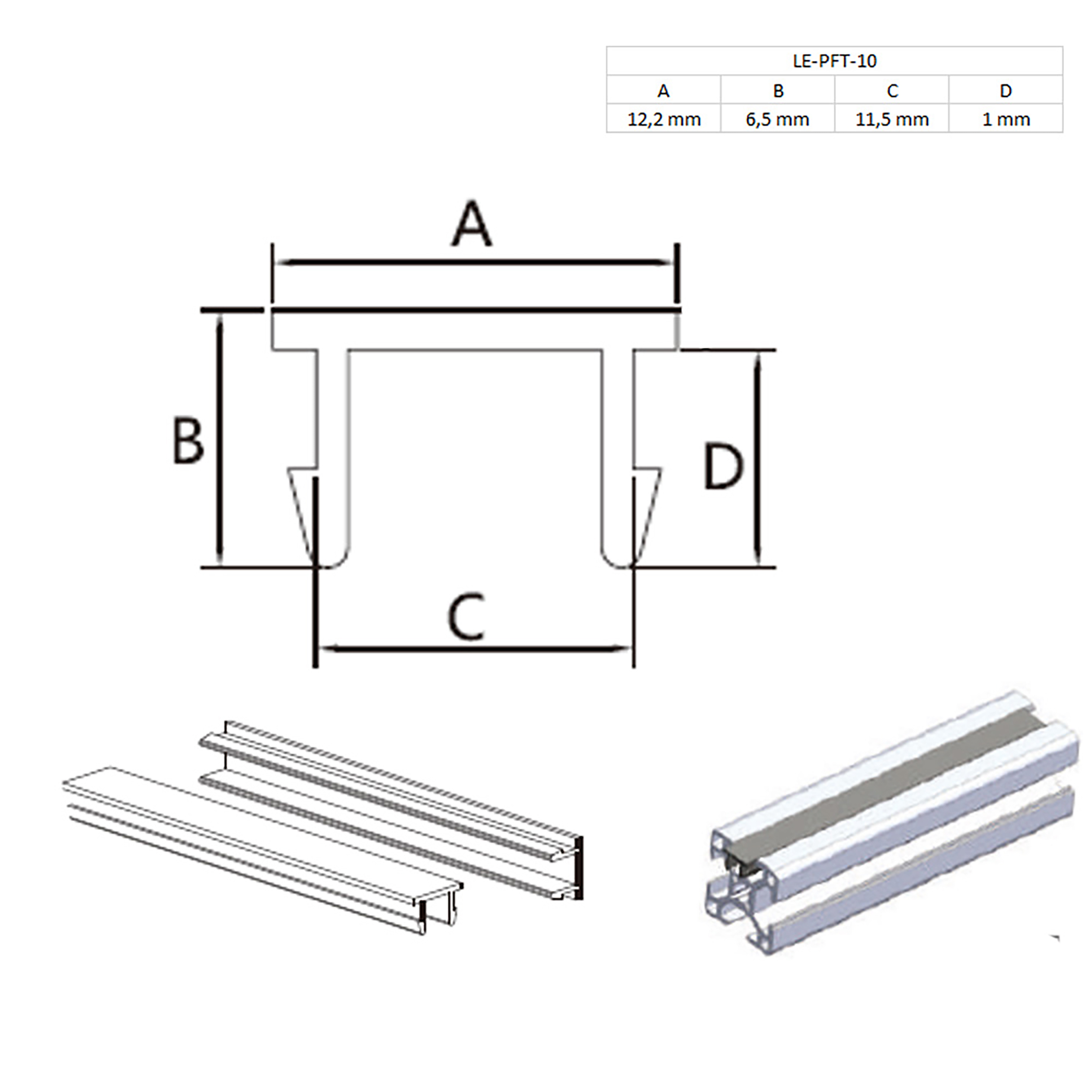 Abdeckungen für Alu-Profil Nut 10 - Typ-I - Typ-B - grau - 2m - 1 Stück