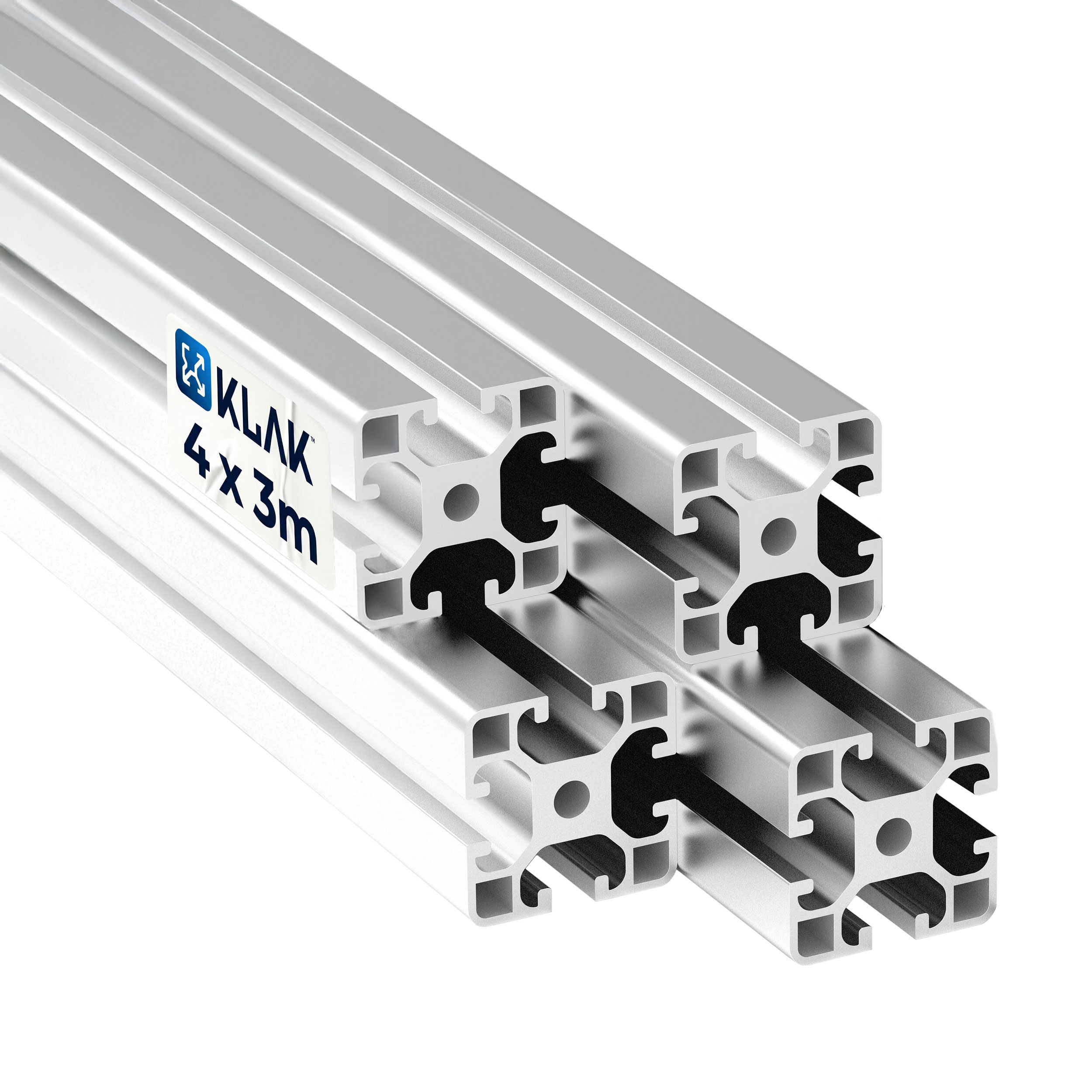 KLAK 40 - Aluprofil 4 Stück 40x40mm 3m System-, Montage-, Konstruktionsprofil Nut 8