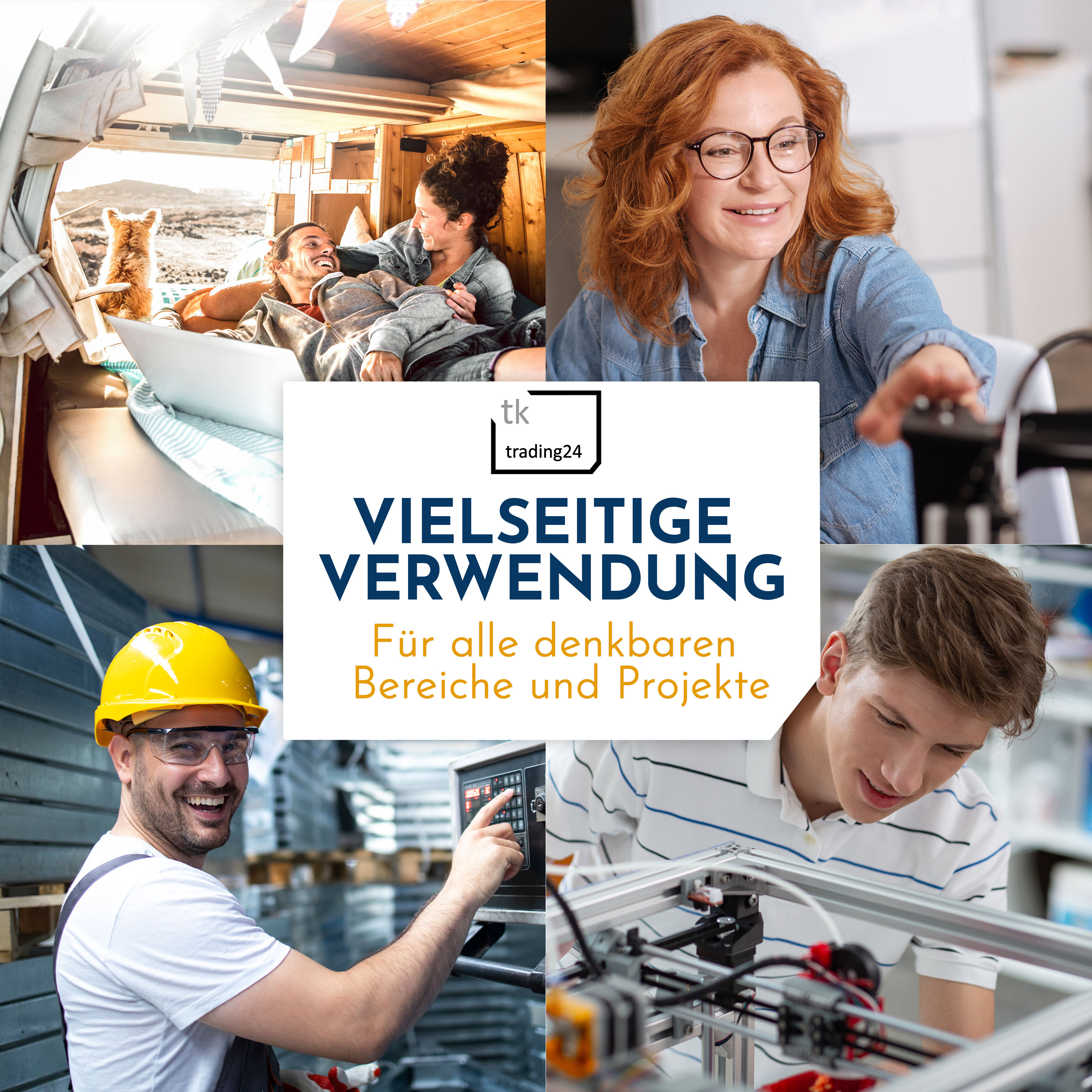 KLAK 40 - Aluprofil 4 Stück 40x40mm 3m System-, Montage-, Konstruktionsprofil Nut 8 schwarz