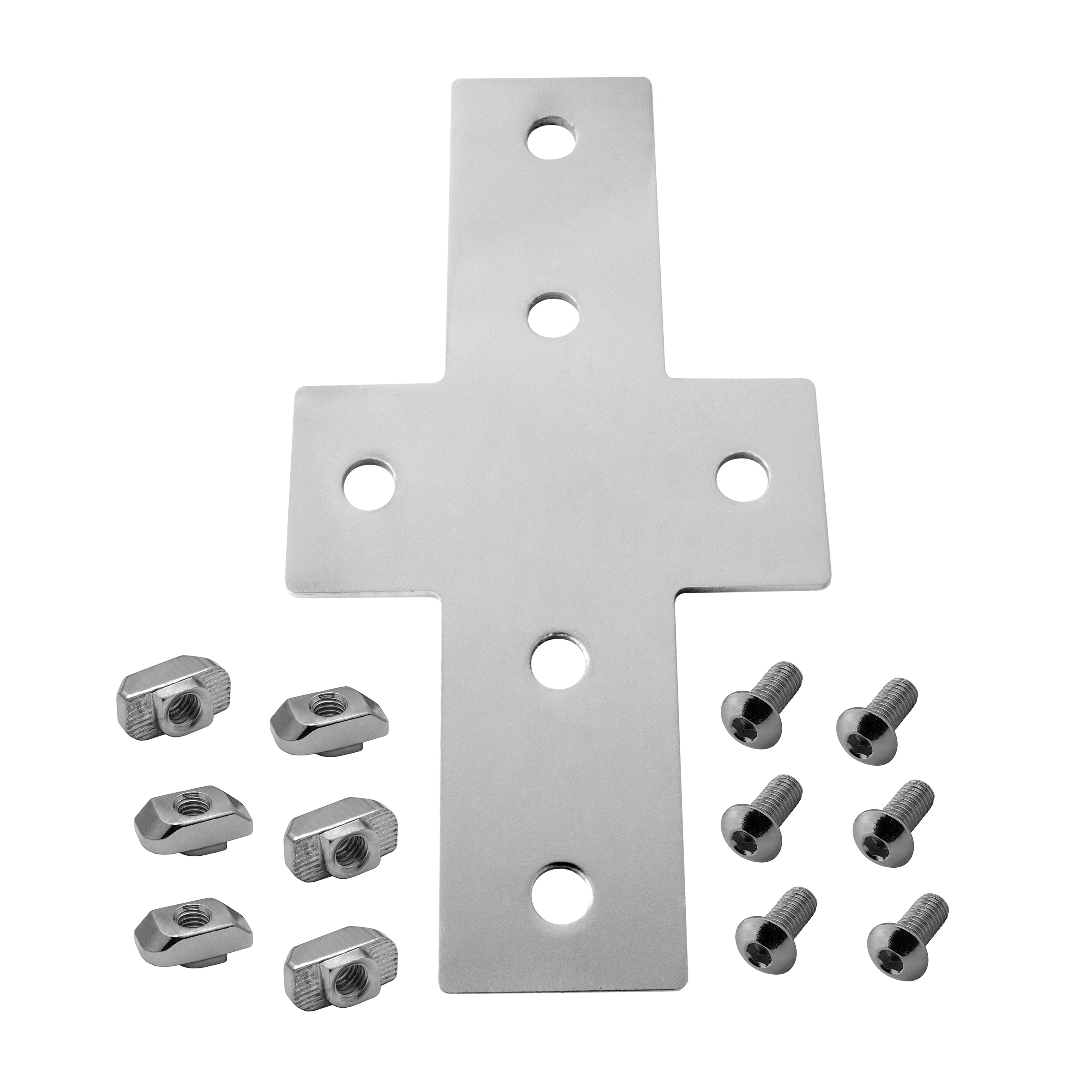 Verbinderplatte - X - 157x85mm Aussen Kreuz Flachverbinder 40x40 Aluprofil - 4 Stück inkl. Verschraubung