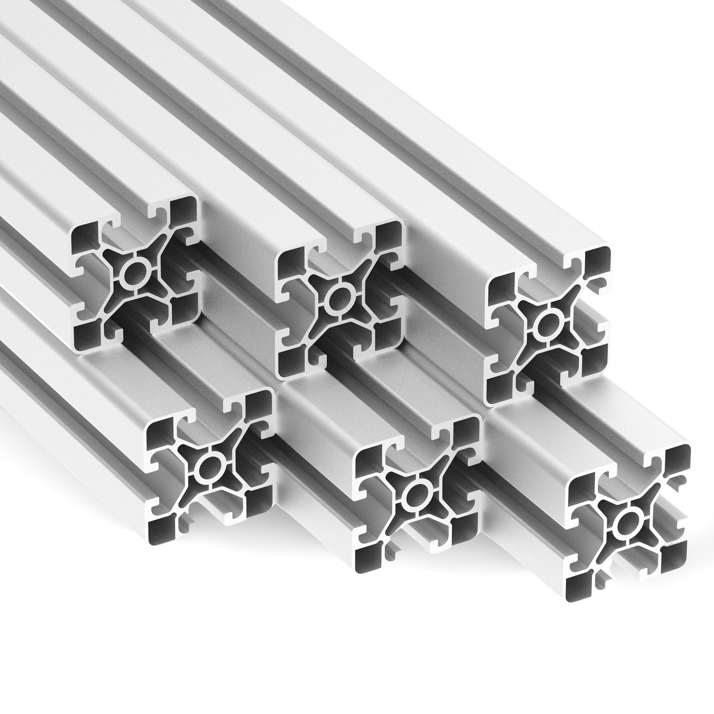 Alu Profil 6 Stück 40x40mm light 2m System-, Montage-, Konstruktionsprofil Nut 8