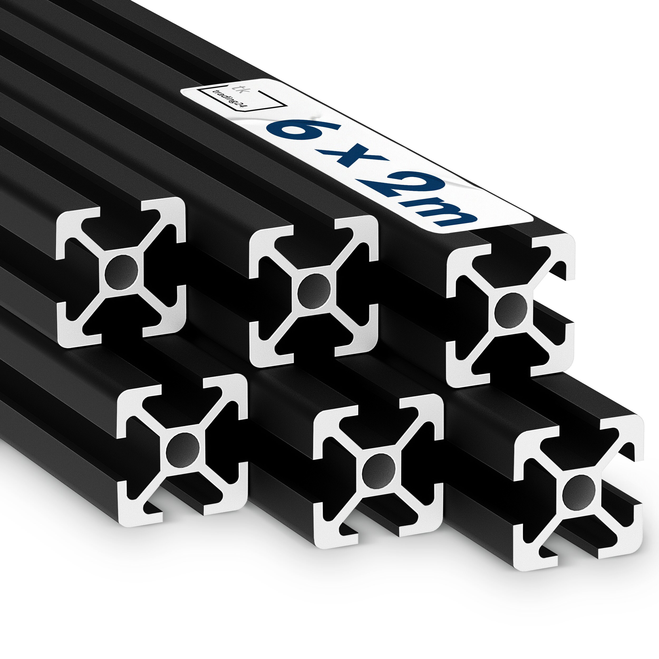 Alu Profil 6 Stück 20x20mm 2m System-, Montage-, Konstruktionsprofil Nut 6 schwarz Alu Profil 6 Stück 20x20mm 2m System-, Montage-, Konstruktionsprofil Nut 6 schwarz
