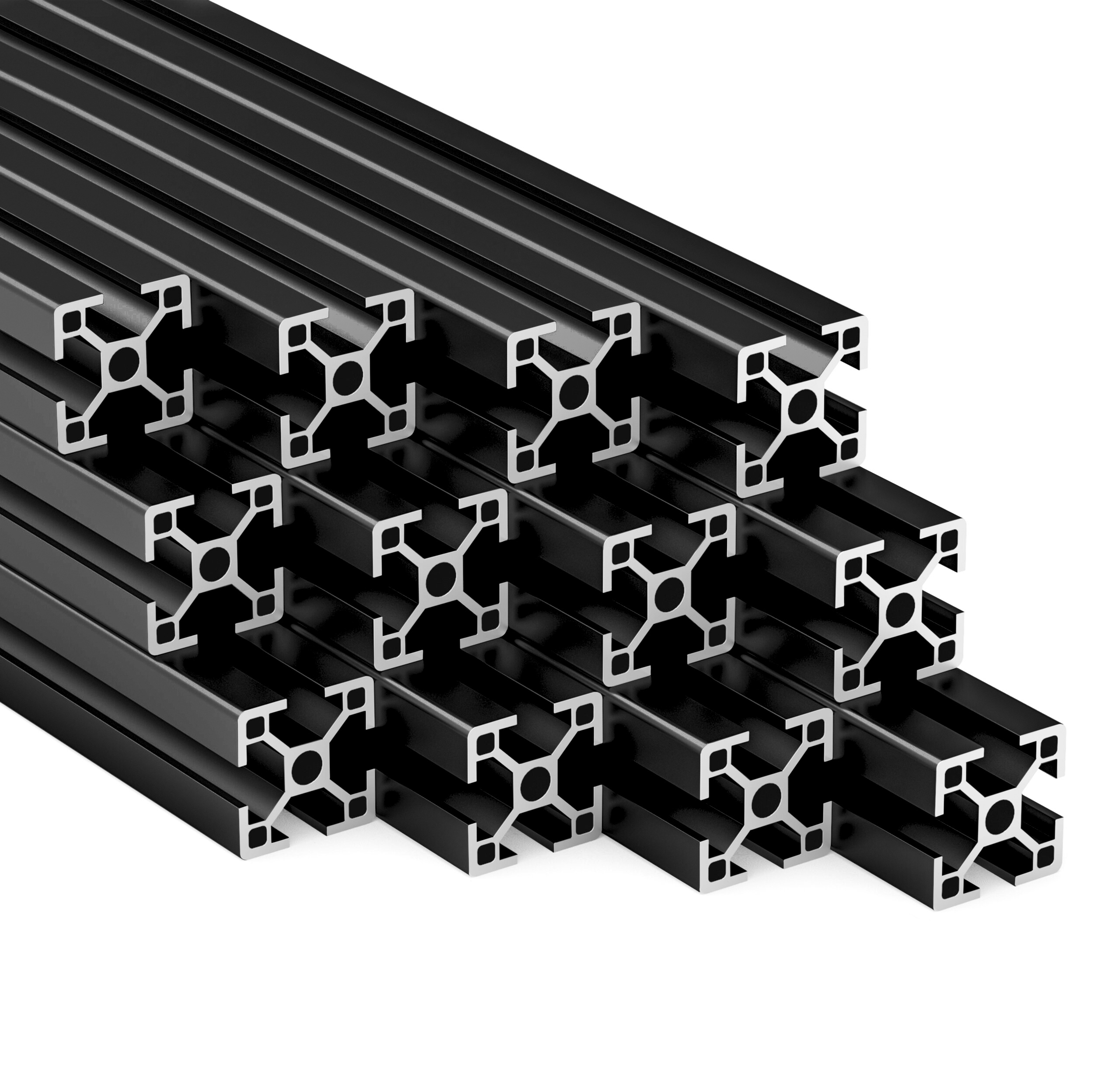 Alu Profil 12 Stück 30x30mm 2m System-, Montage-, Konstruktionsprofil Nut 8 schwarz