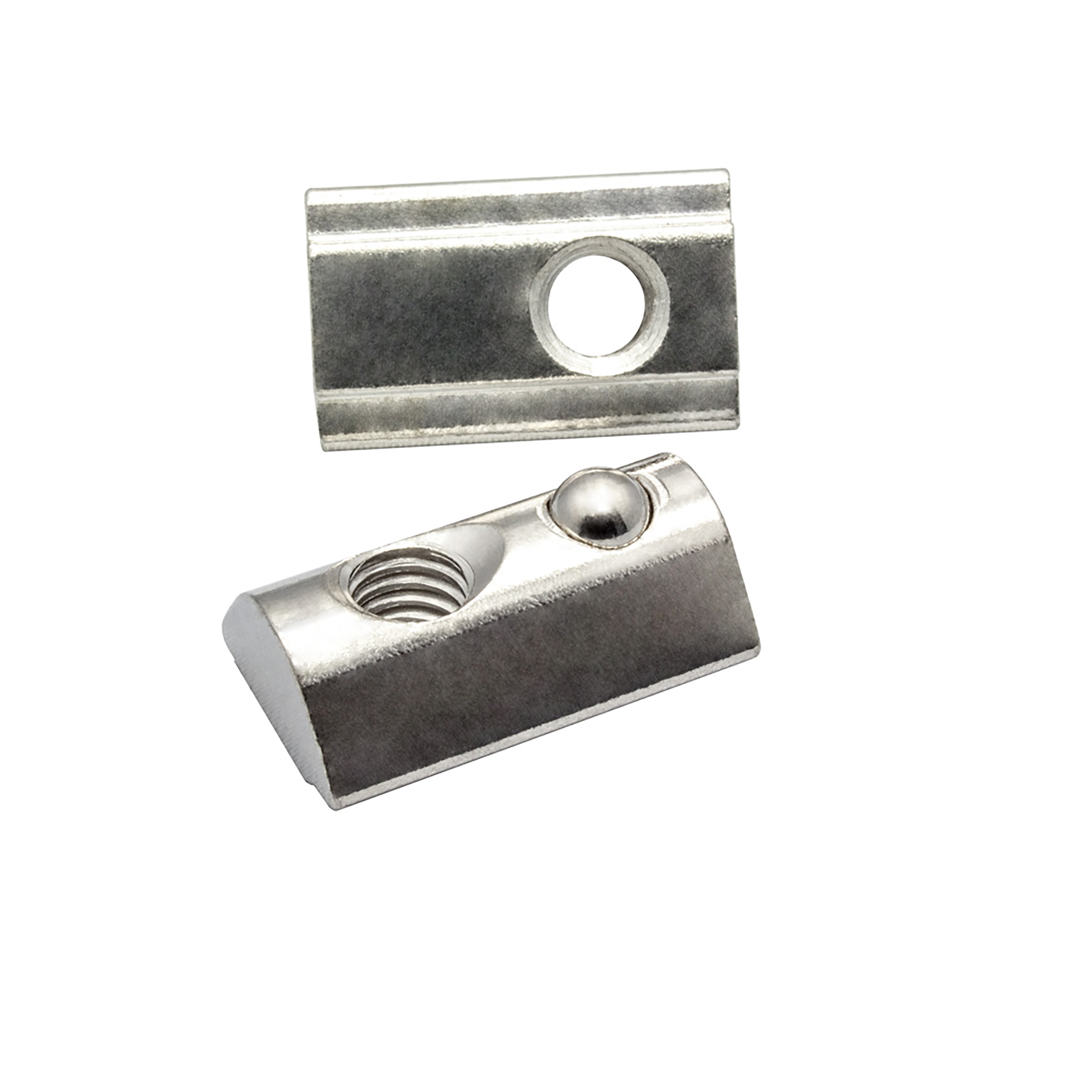 Edelstahl Nutenstein mit Federkugel und Steg M6 Nut 8 für Aluprofil 40-er - 100 Stück Edelstahl Nutenstein mit Federkugel und Steg M6 Nut 8 für Aluprofil 40-er - 100 Stück