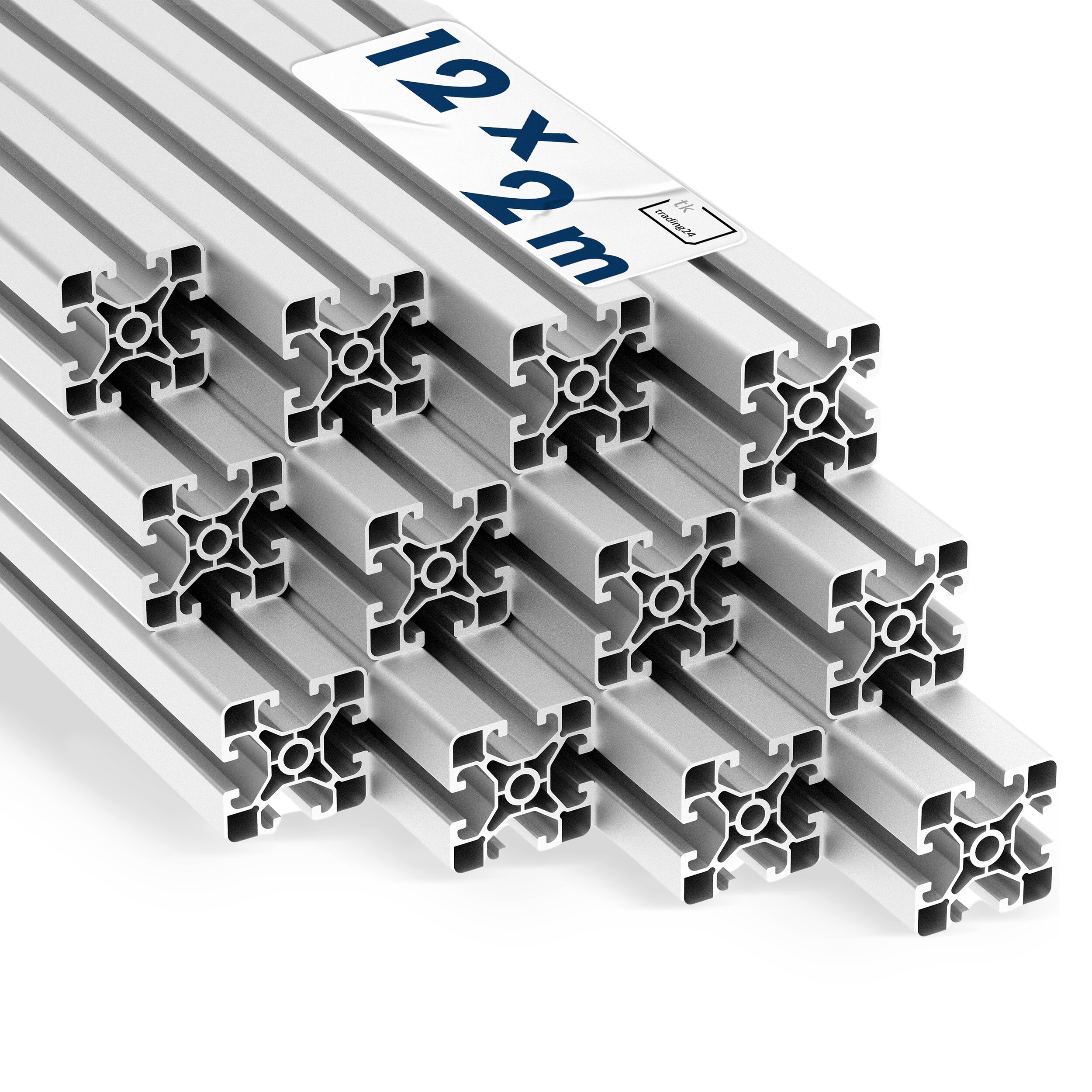 Alu Profil 12 Stück 40x40mm light 2m System-, Montage-, Konstruktionsprofil Nut 8 Alu Profil 12 Stück 40x40mm light 2m System-, Montage-, Konstruktionsprofil Nut 8