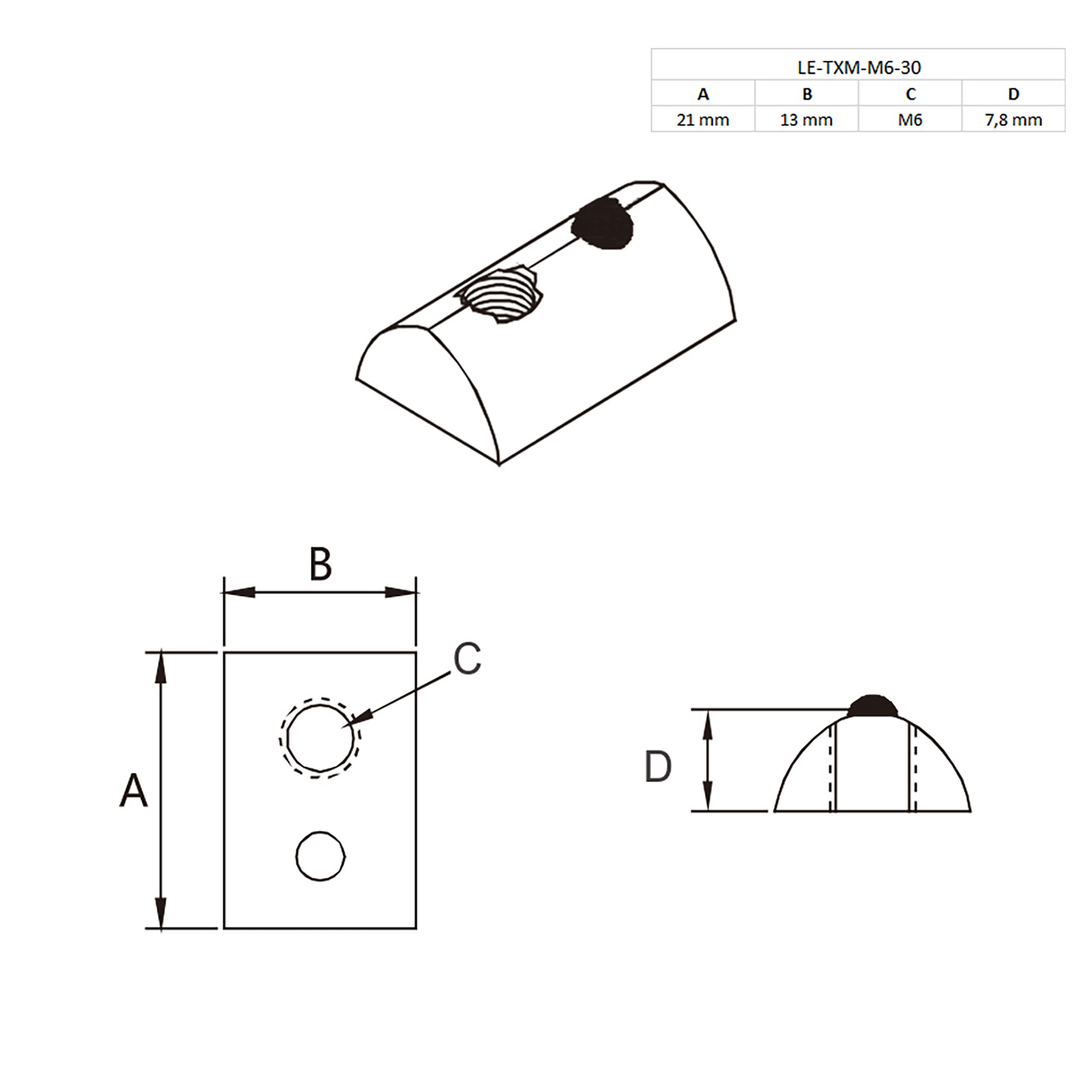 Edelstahl Nutenstein mit Federkugel und Steg M6 Nut 8 für Aluprofil 30-er - 1 Stück Edelstahl Nutenstein mit Federkugel und Steg M6 Nut 8 für Aluprofil 30-er - 1 Stück