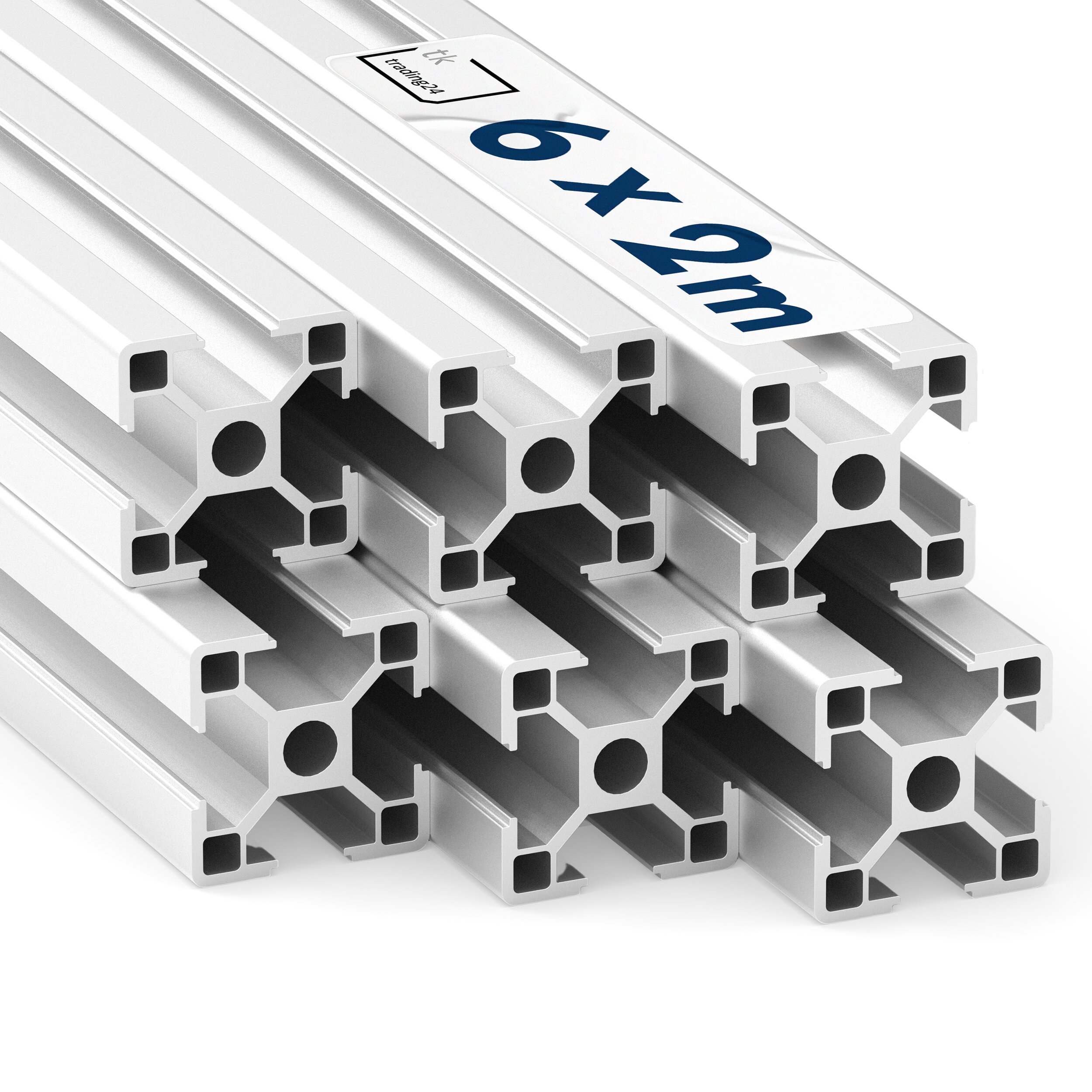 Alu Profil 6 Stück 30x30mm 2m System-, Montage-, Konstruktionsprofil Nut 8
