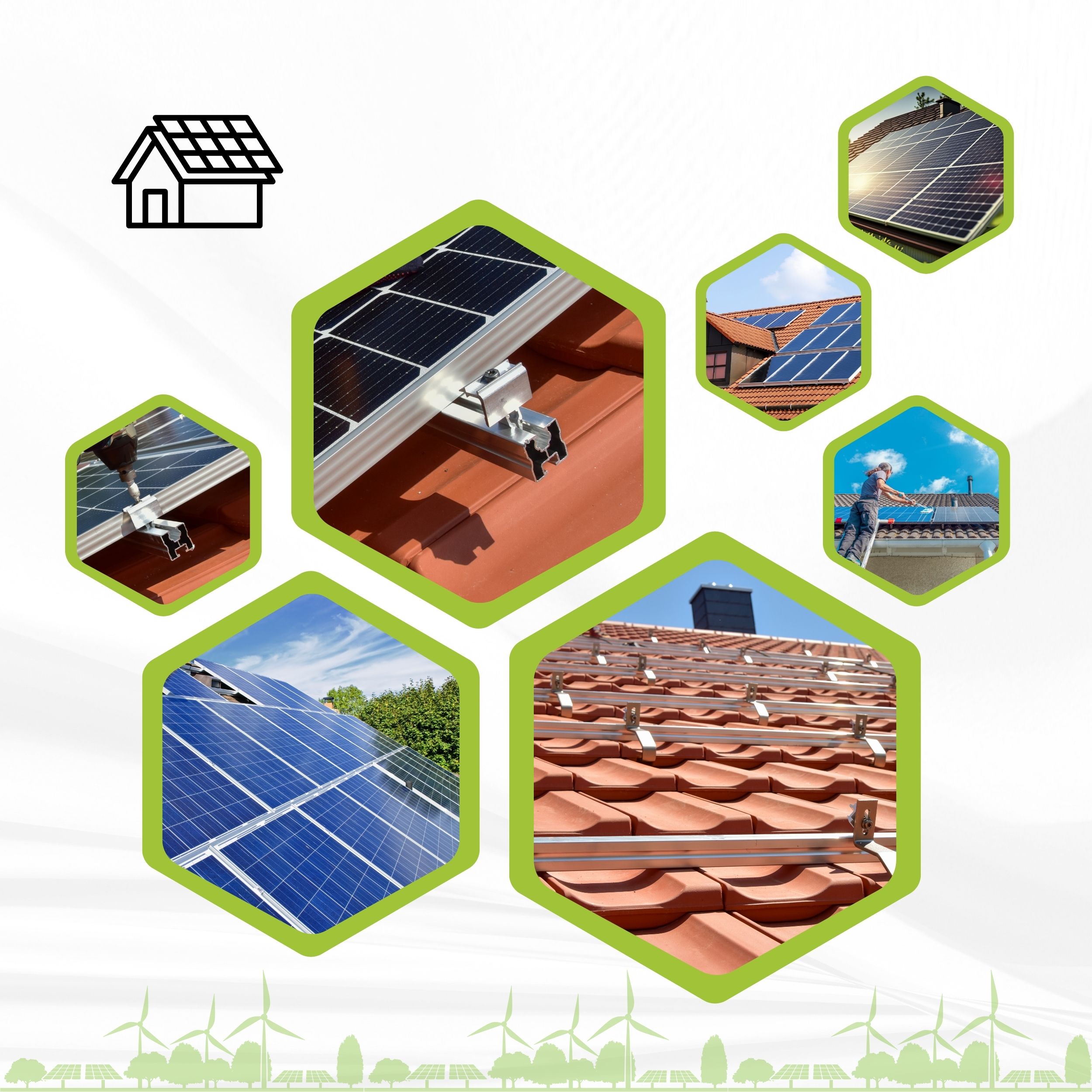 Solarprofile - TKS-30 - PV-Profile - Zubehör - Befestigungssystem Solarprofile - 6x 40x40 - 2,45m - silber Profile - ohne MwSt. - TKSK-30 - PV-Profile - für Kreuzklemme - Zubehör