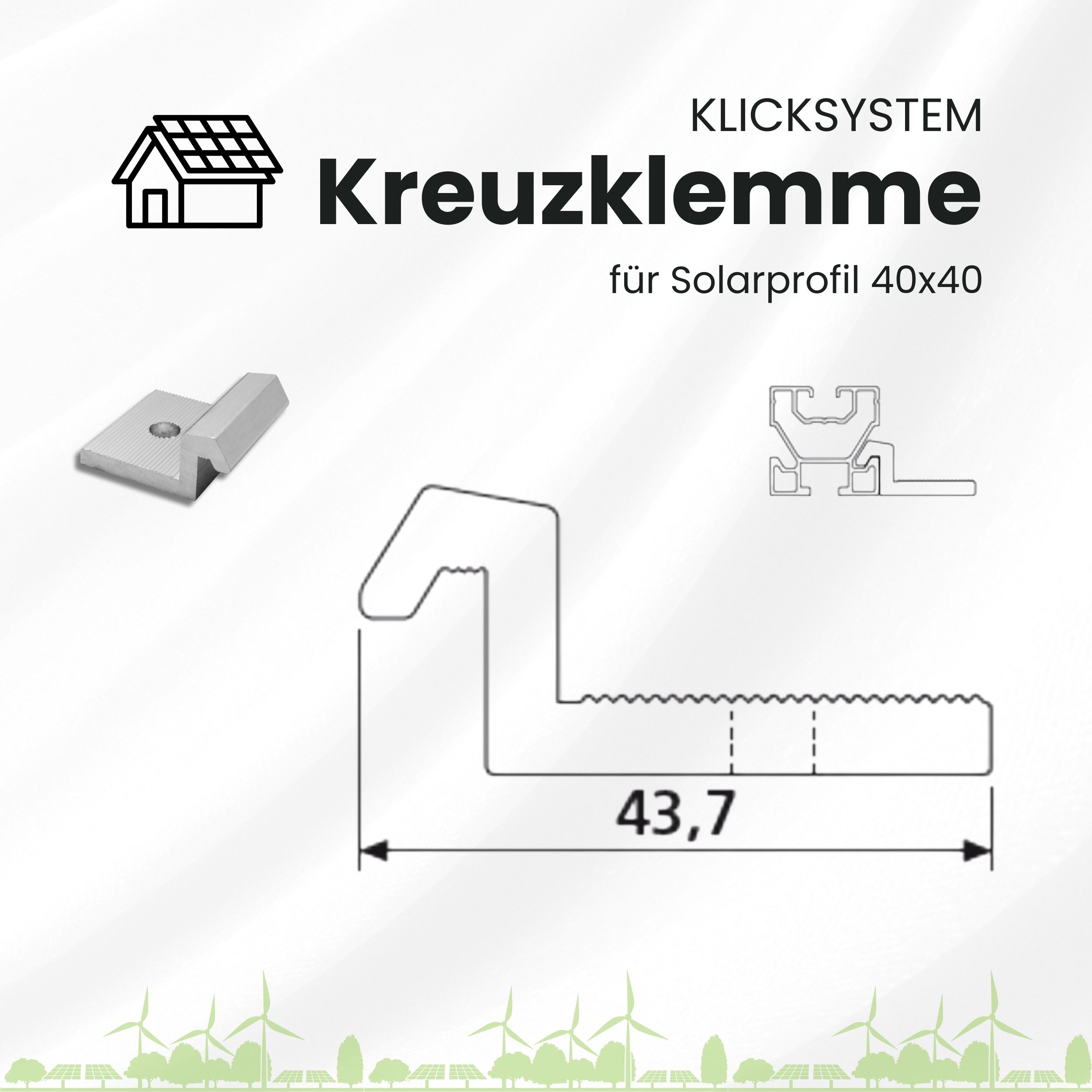 Solarprofile - 1x Kreuzklemme silber - inkl. MwSt. - TKSK-30 - PV-Profile - für Kreuzklemme - Zubehör Solarprofile - 1x Kreuzklemme silber - ohne MwSt. - TKSK-30 - PV-Profile - für Kreuzklemme - Zubehör