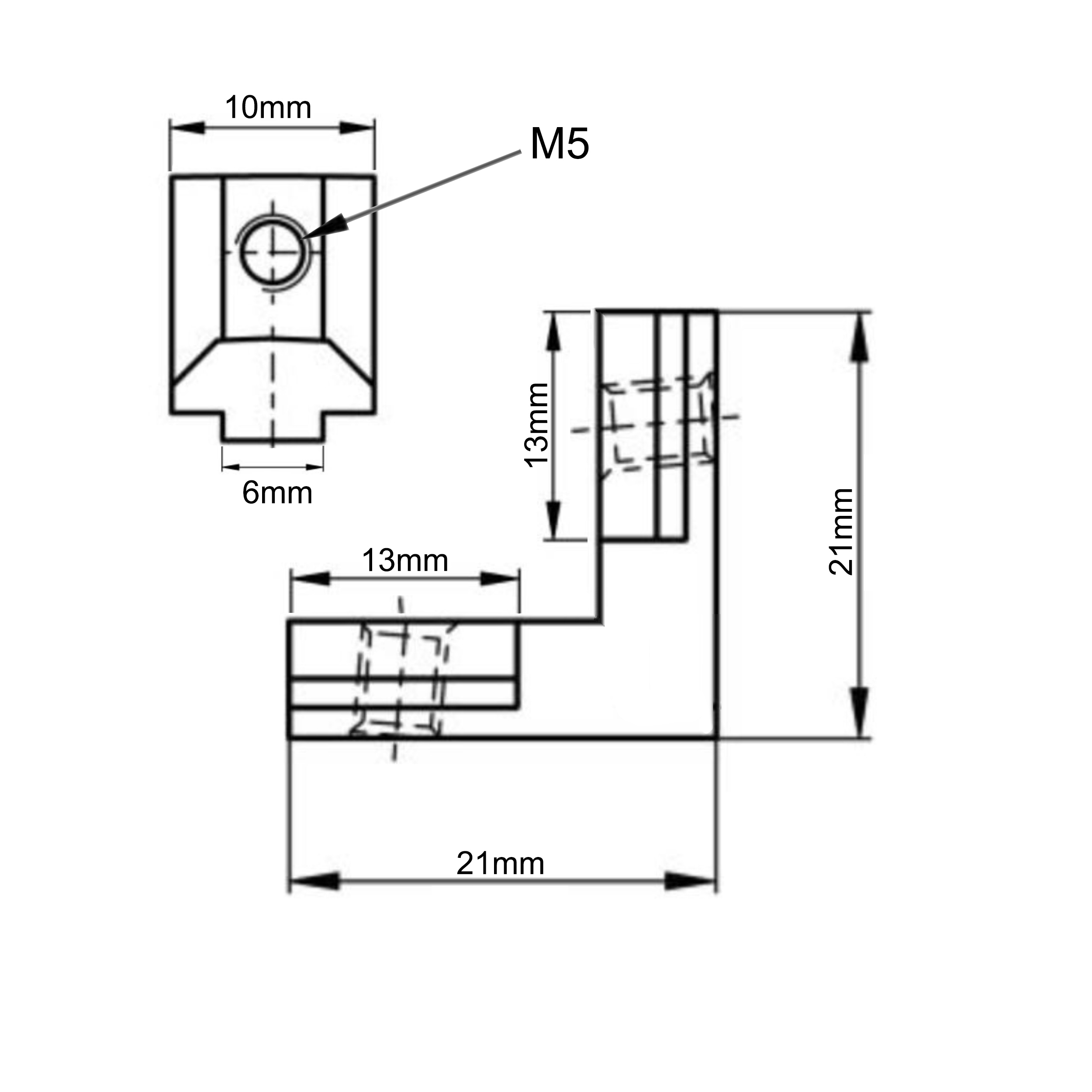 Innenwinkel M5 Nut 6 Profilverbinder für Aluprofil 20-er 1 Stück