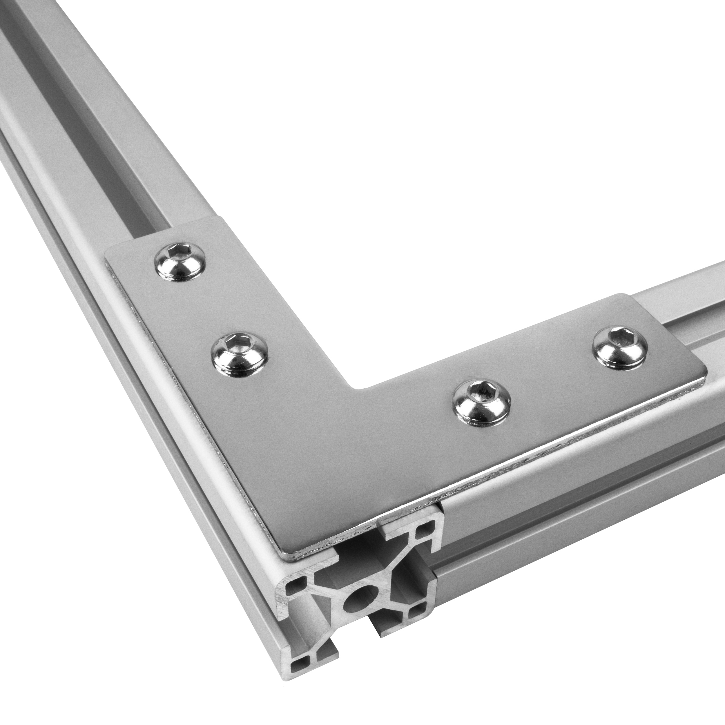 Verbinderplatte - L - 85x85mm Aussen L-Schnekel Flachverbinder 30x30 Aluprofil - 4 Stück