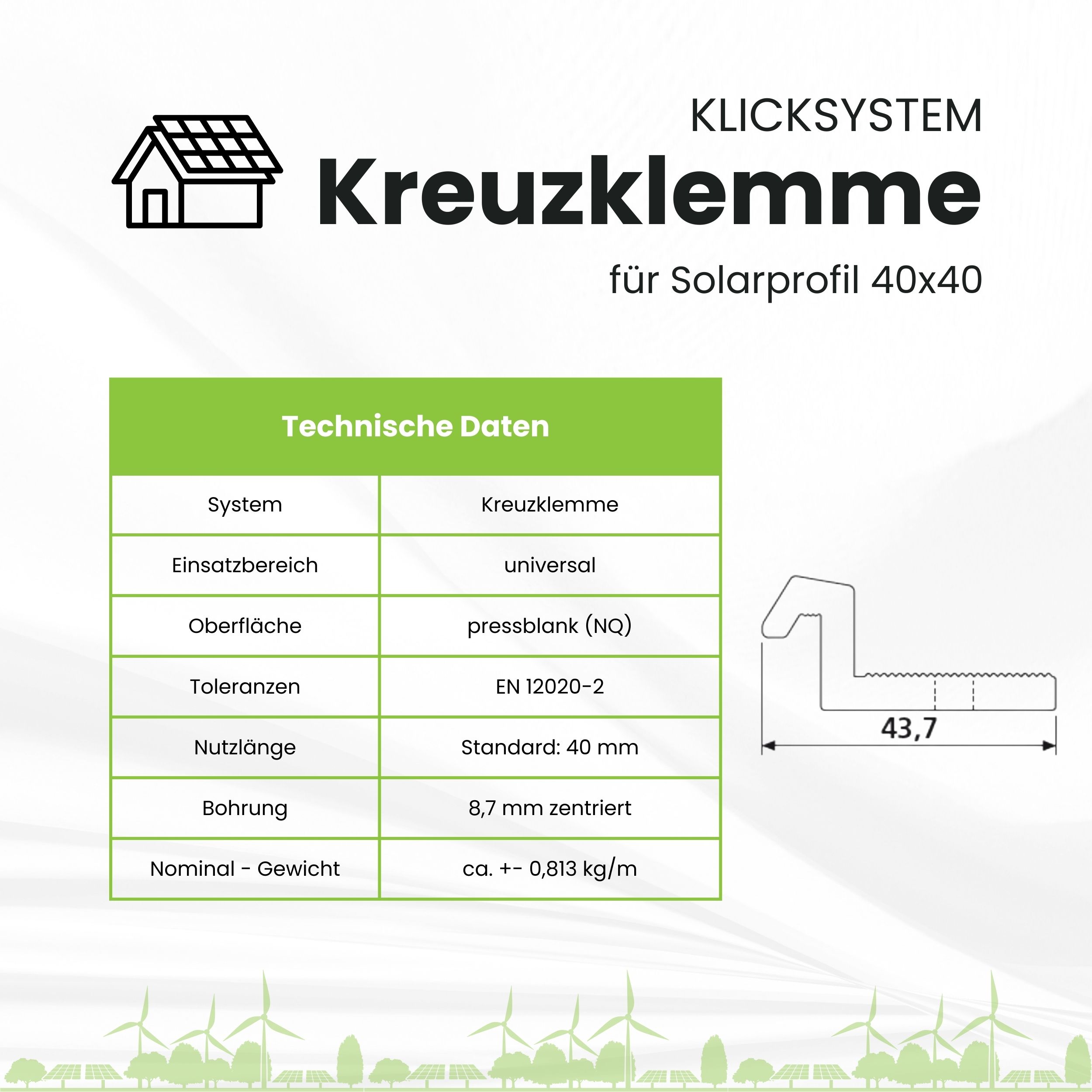 Solarprofile - 1x Kreuzklemme silber - inkl. MwSt. - TKSK-30 - PV-Profile - für Kreuzklemme - Zubehör Solarprofile - 1x Kreuzklemme silber - ohne MwSt. - TKSK-30 - PV-Profile - für Kreuzklemme - Zubehör