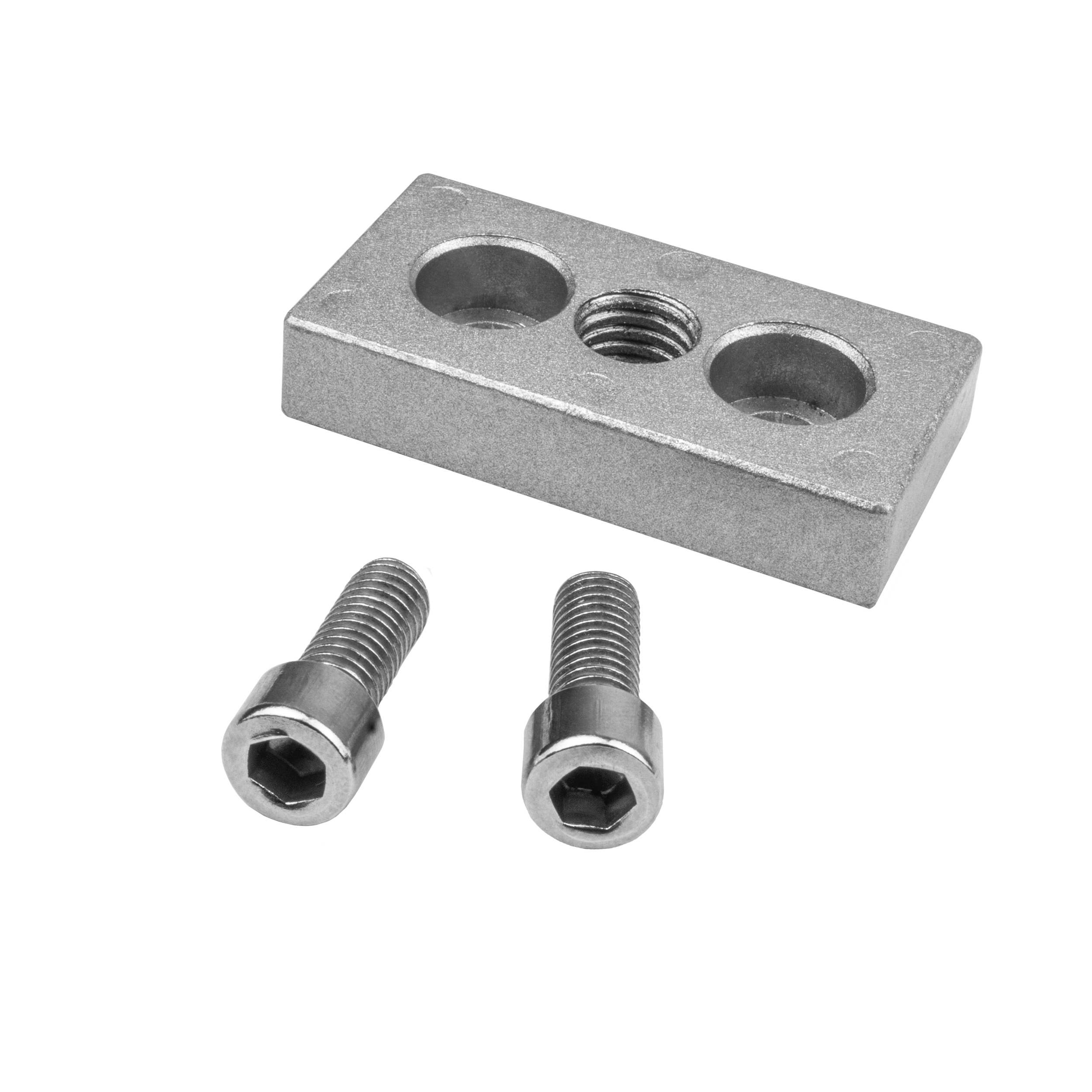 Adapter- & Fußplatte Aluprofil 3060, silbergrau – M12 ohne Stellfuß