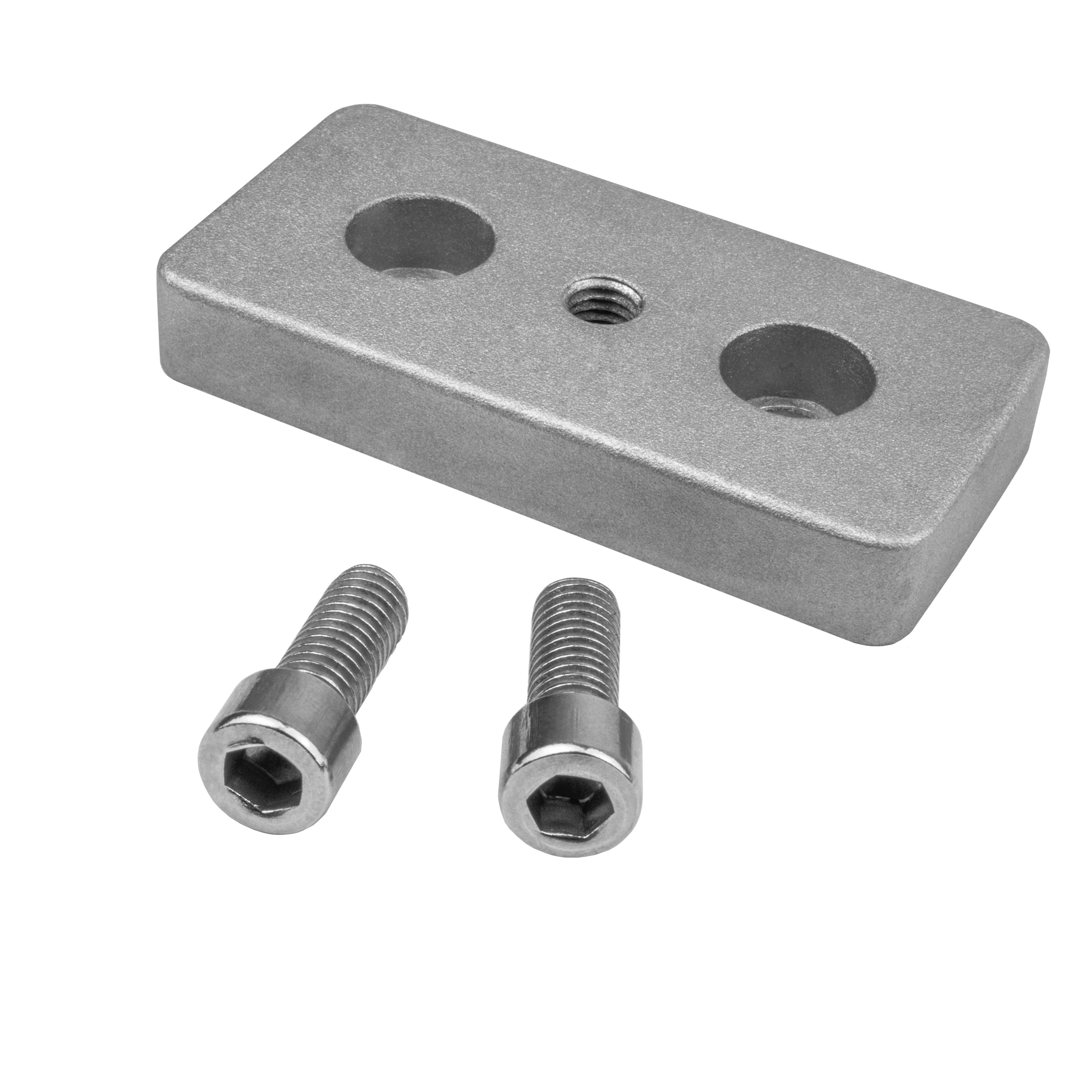 Adapter- & Fußplatte Aluprofil 4080, silbergrau – M8 ohne Stellfuß