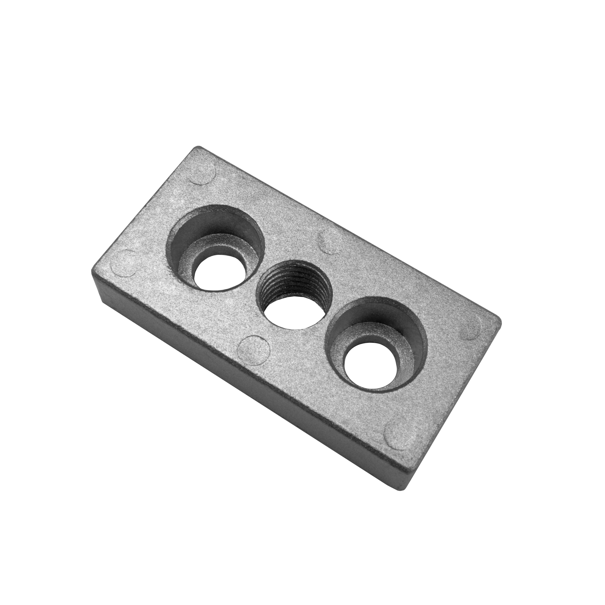 Adapter- & Fußplatte Aluprofil 3060, silbergrau – M12 ohne Stellfuß