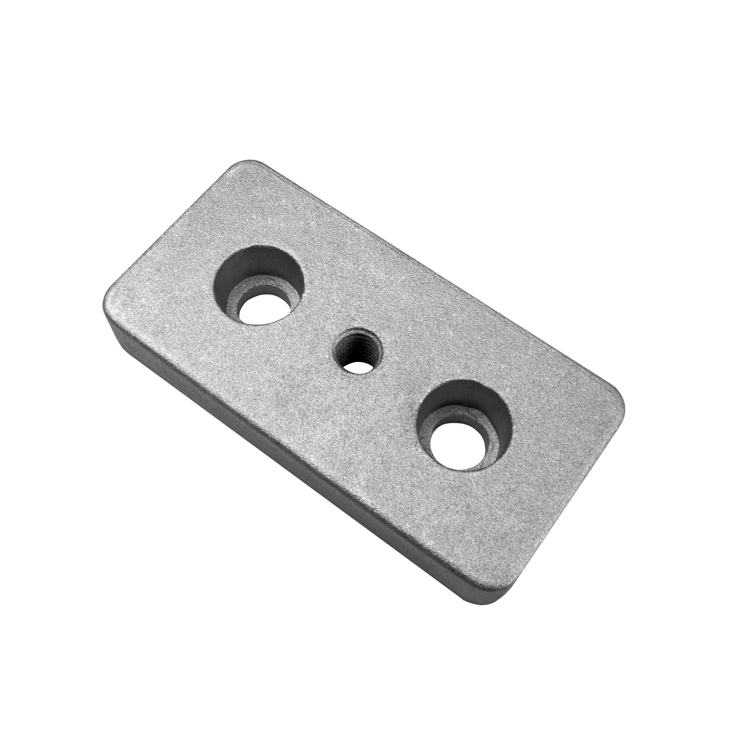 Adapter- & Fußplatte Aluprofil 4080, silbergrau – M8 ohne Stellfuß