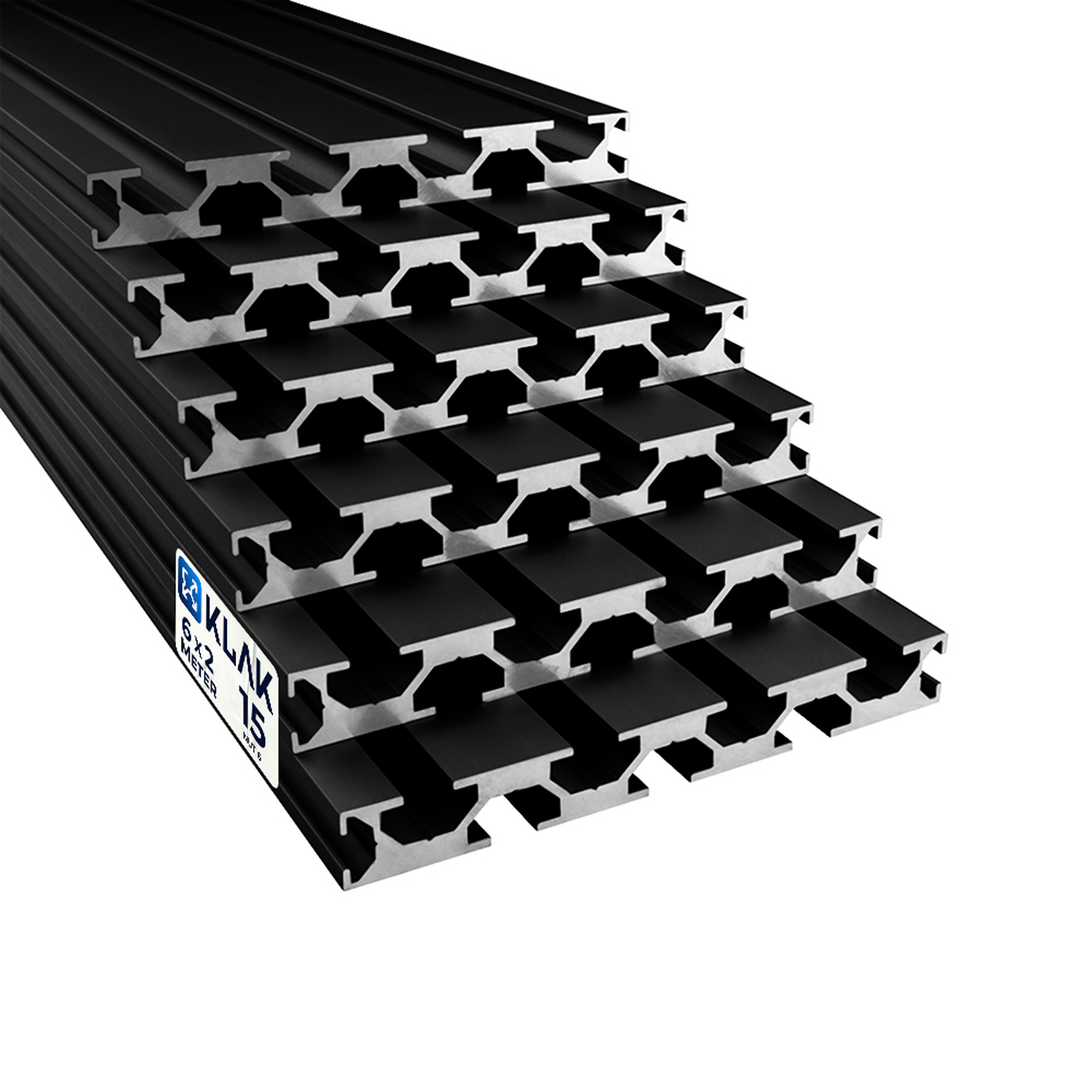 Alu Profil 6 Stück 15x120mm 2m System-, Montage-, Konstruktionsprofil Nut 8 schwarz