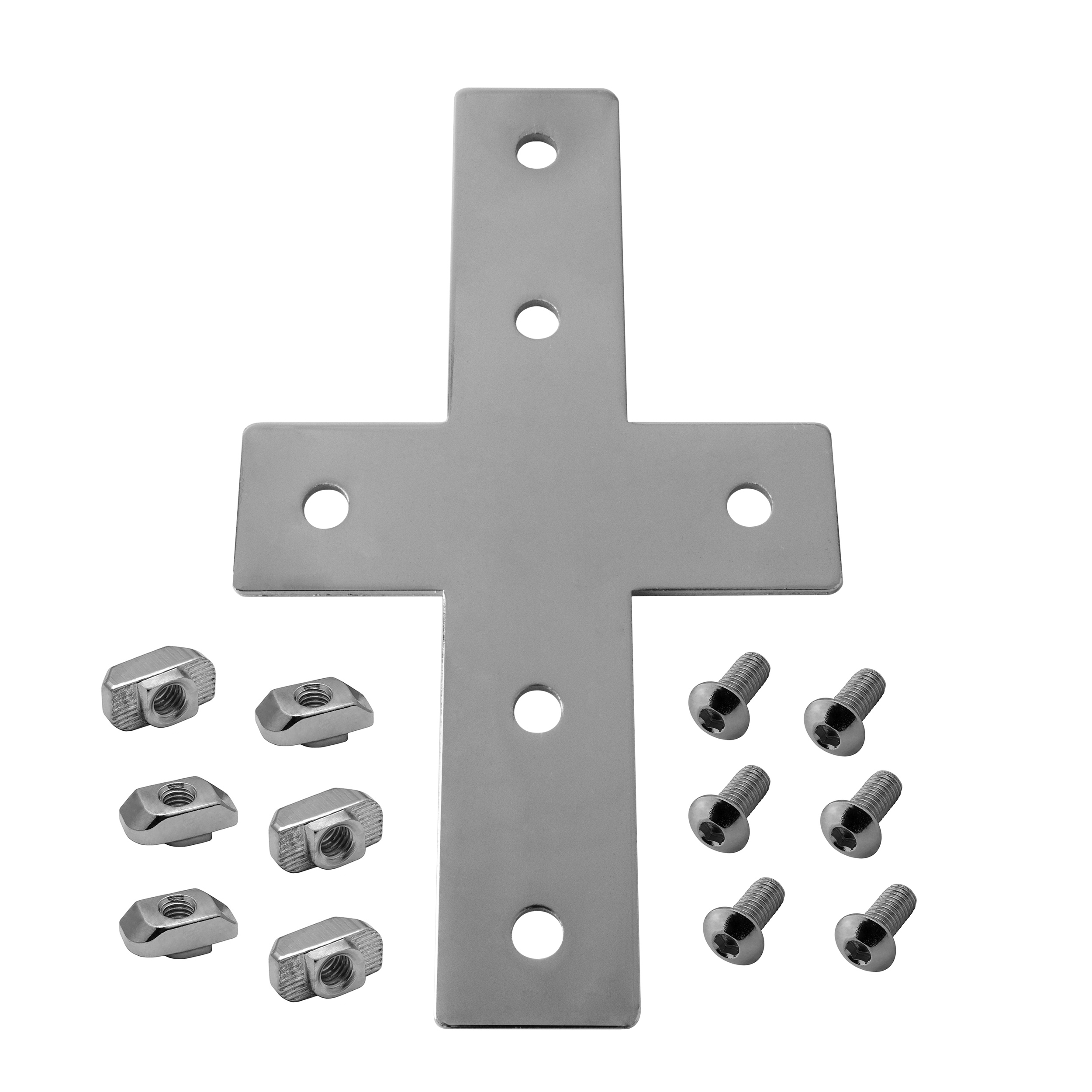 Verbinderplatte - X - 114x85mm Aussen Kreuz Flachverbinder 30x30 Aluprofil Verbinderplatte - X - 114x85mm Aussen Kreuz Flachverbinder 30x30 Aluprofil - 4 Stück inkl. Verschraubung