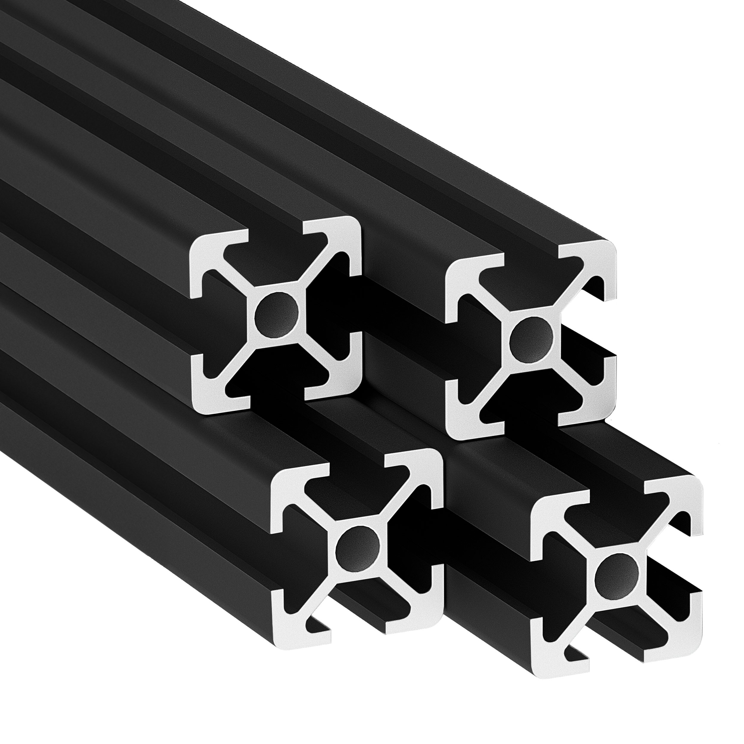 Alu Profil 4 Stück 20x20mm 3m System-, Montage-, Konstruktionsprofil Nut 6 schwarz