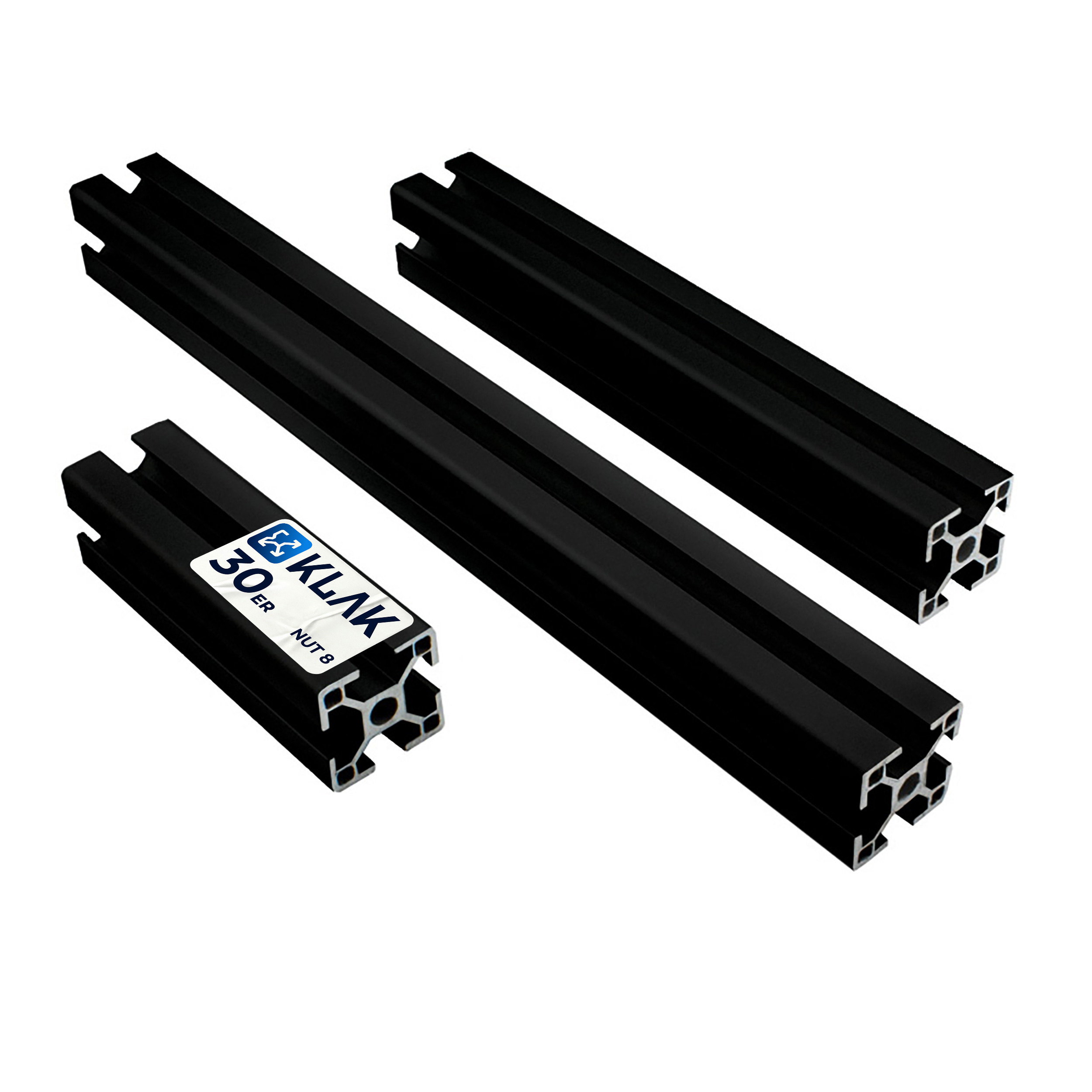 ALU Profil Aluprofil 30x30mm Nut 8 Aluminium Systemprofil Typ I schwarz 2000mm