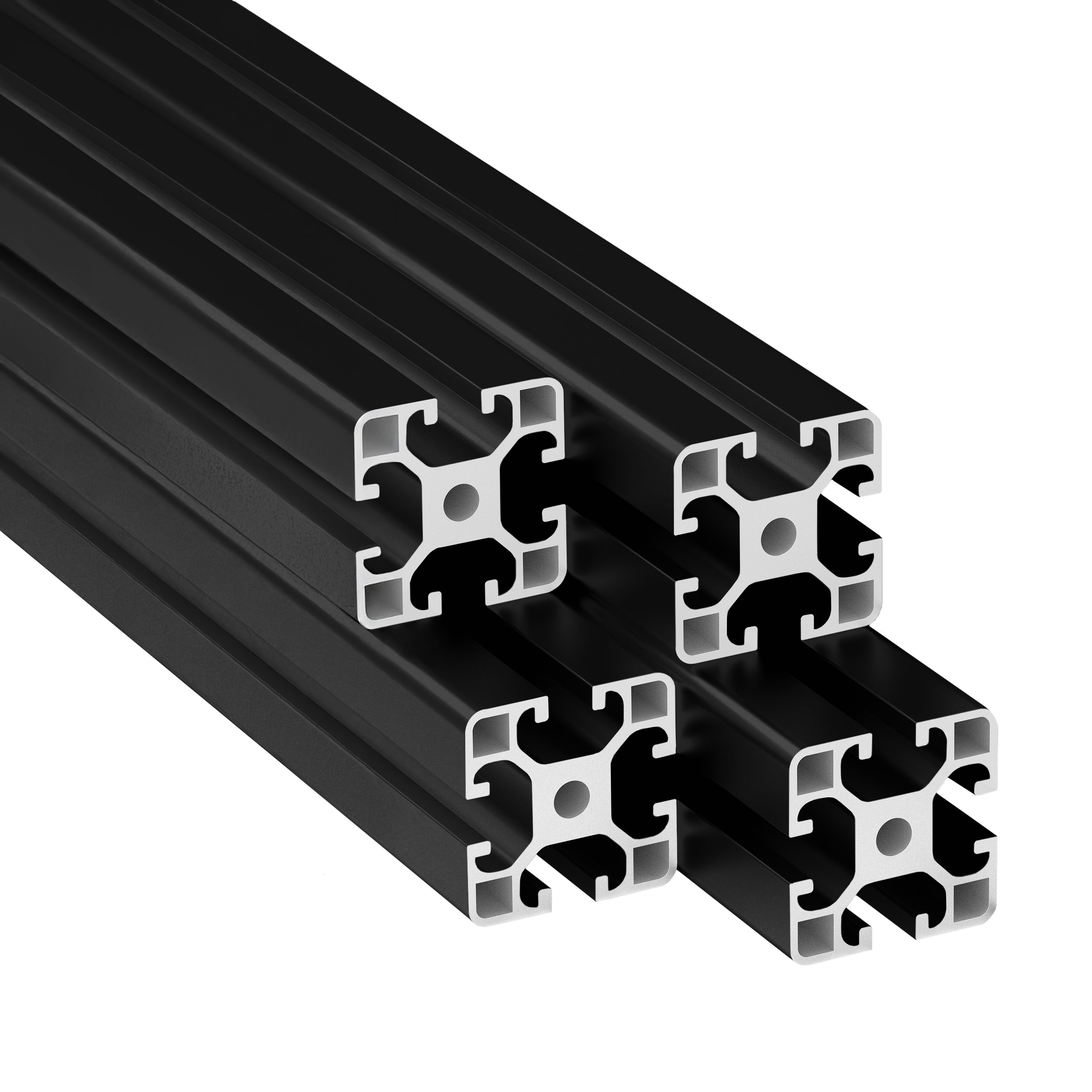 KLAK 40 - Aluprofil 4 Stück 40x40mm 3m System-, Montage-, Konstruktionsprofil Nut 8 schwarz