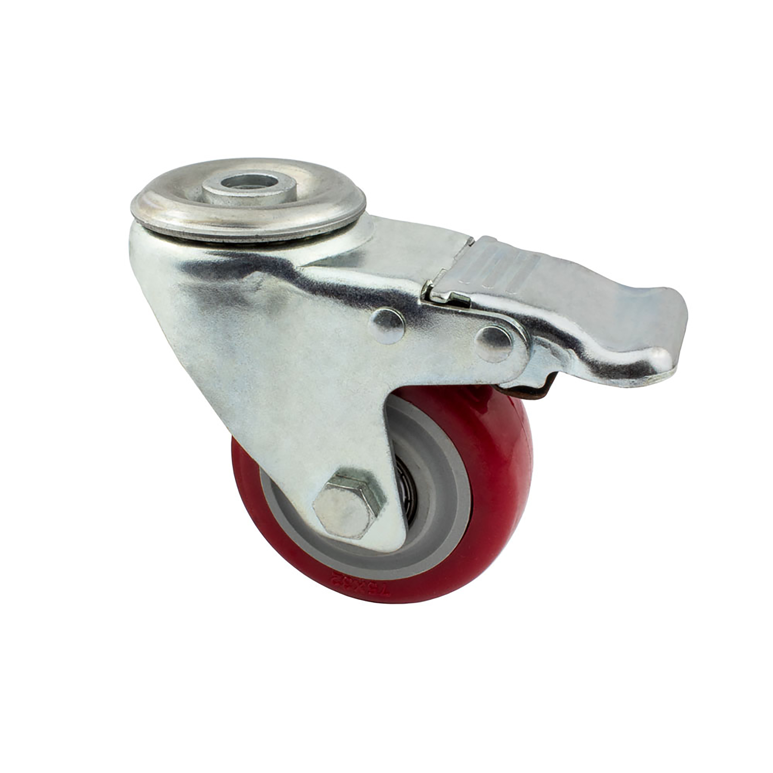 Lenkrolle Gummirolle mit Bremse Ø75mm Rückenloch Ø10,2mm für Aluprofil - 1 Stück Lenkrolle Gummirolle mit Bremse Ø75mm Rückenloch Ø10,2mm für Aluprofil - 1 Stück