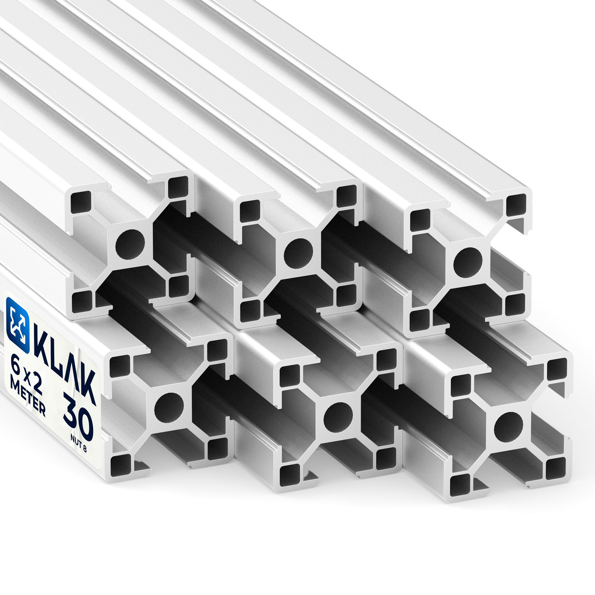 Alu Profil 6 Stück 30x30mm 2m System-, Montage-, Konstruktionsprofil Nut 8 Alu Profil 6 Stück 30x30mm 2m System-, Montage-, Konstruktionsprofil Nut 8