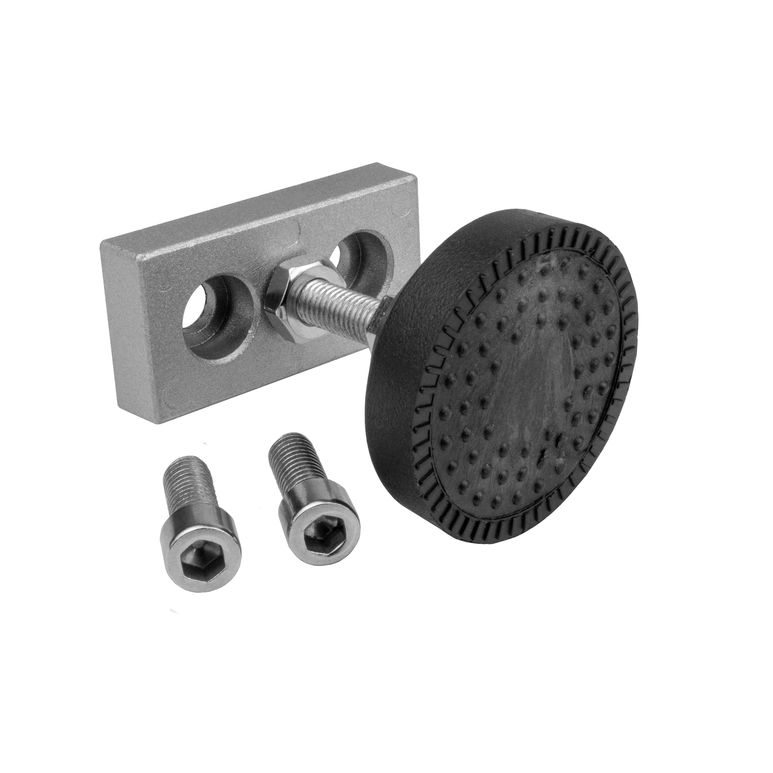 Adapter- & Fußplatte Aluprofil 3060, silbergrau – M8 mit Stellfuß