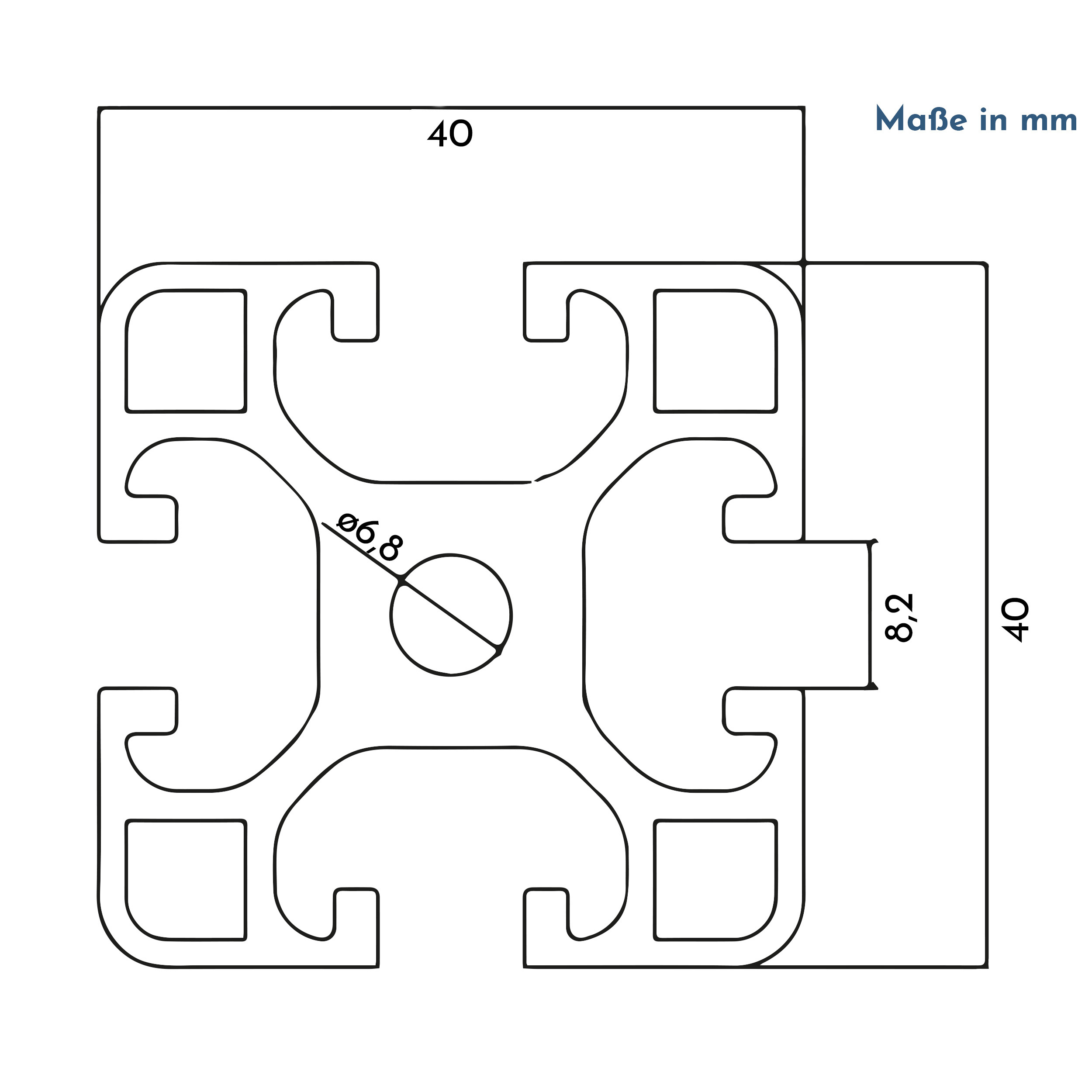 ALU Profil Aluprofil 40x40mm Nut 8 Aluminium Systemprofil Typ I 100-2000mm schwarz ALU Profil Aluprofil 40x40mm Nut 8 Aluminium Systemprofil Typ I schwarz 900mm