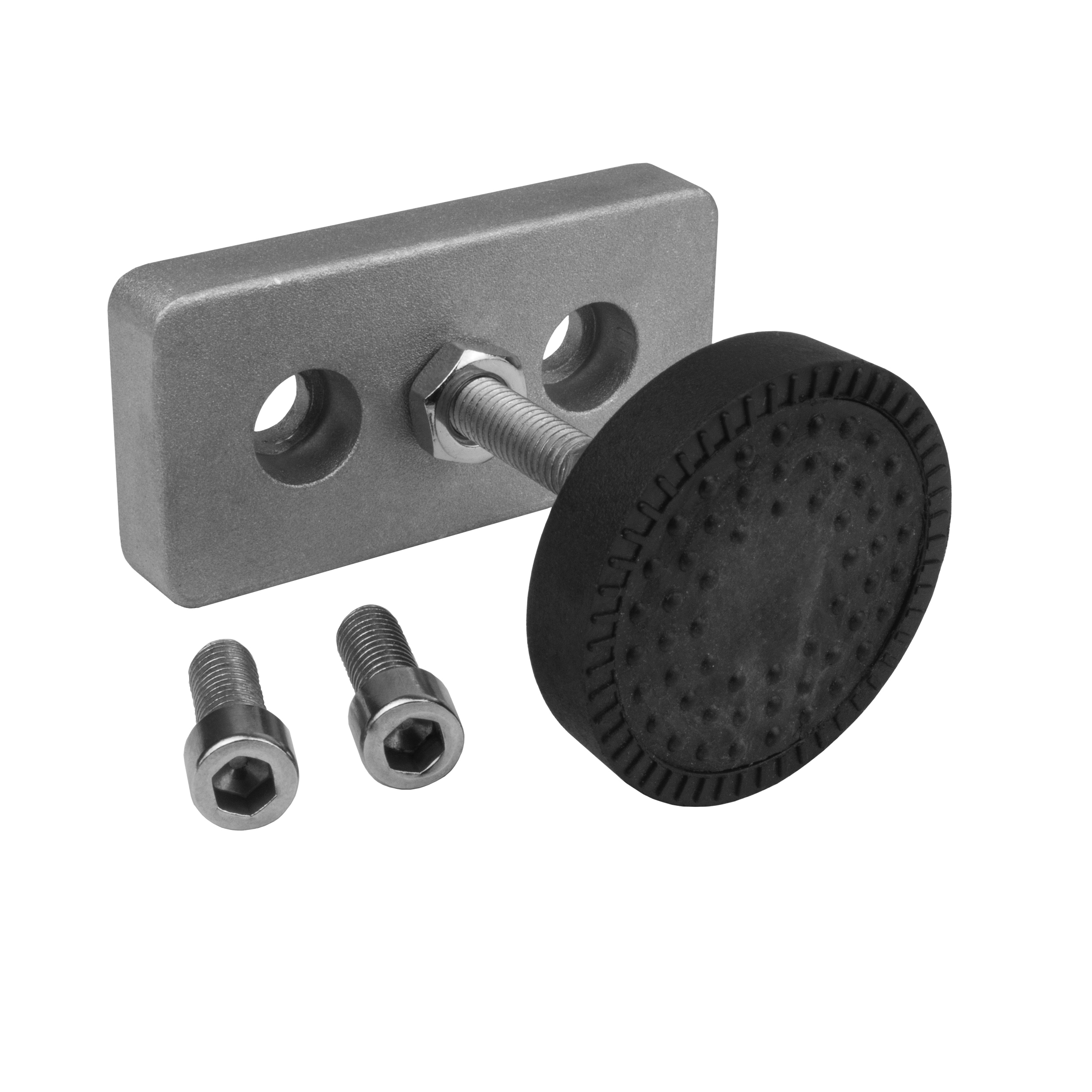 Adapter- & Fußplatte Aluprofil 4080, silbergrau – M8 mit Stellfuß