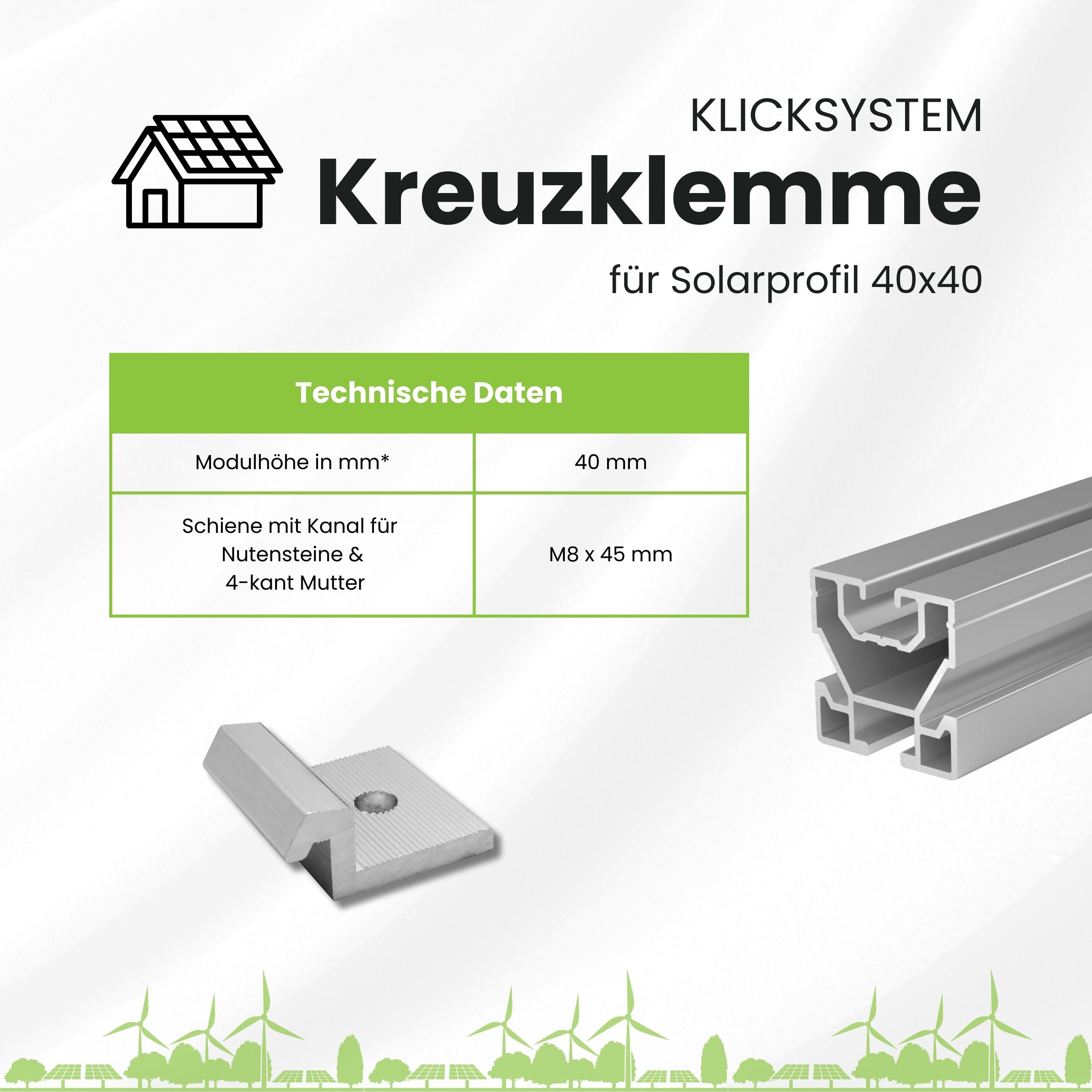 Solarprofile - 1x Kreuzklemme silber - inkl. MwSt. - TKSK-30 - PV-Profile - für Kreuzklemme - Zubehör Solarprofile - 1x Kreuzklemme silber - ohne MwSt. - TKSK-30 - PV-Profile - für Kreuzklemme - Zubehör