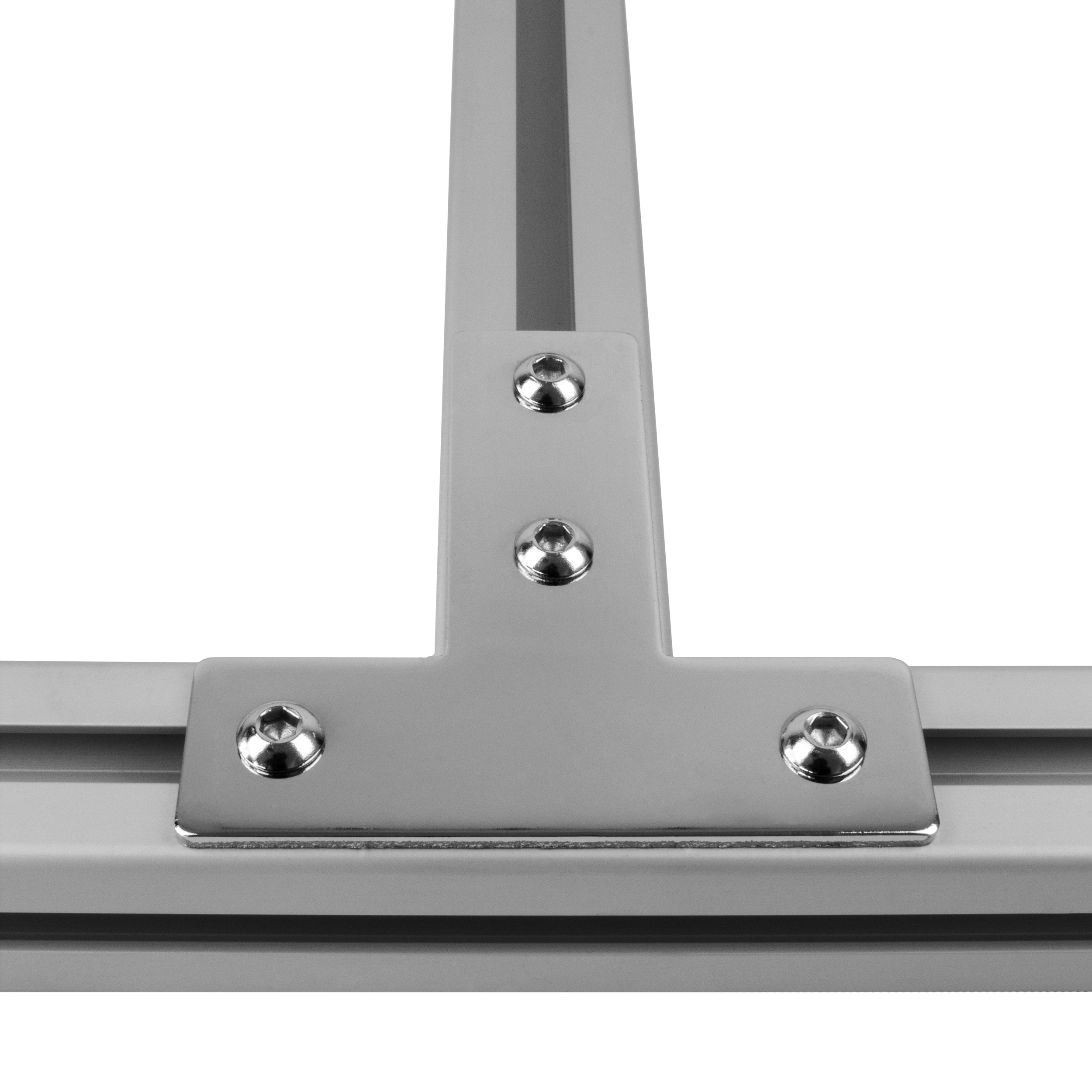 Verbinderplatte - T - 85x85mm Aussen Flachverbinder 30x30 Aluprofil - 4 Stück inkl. Verschraubung