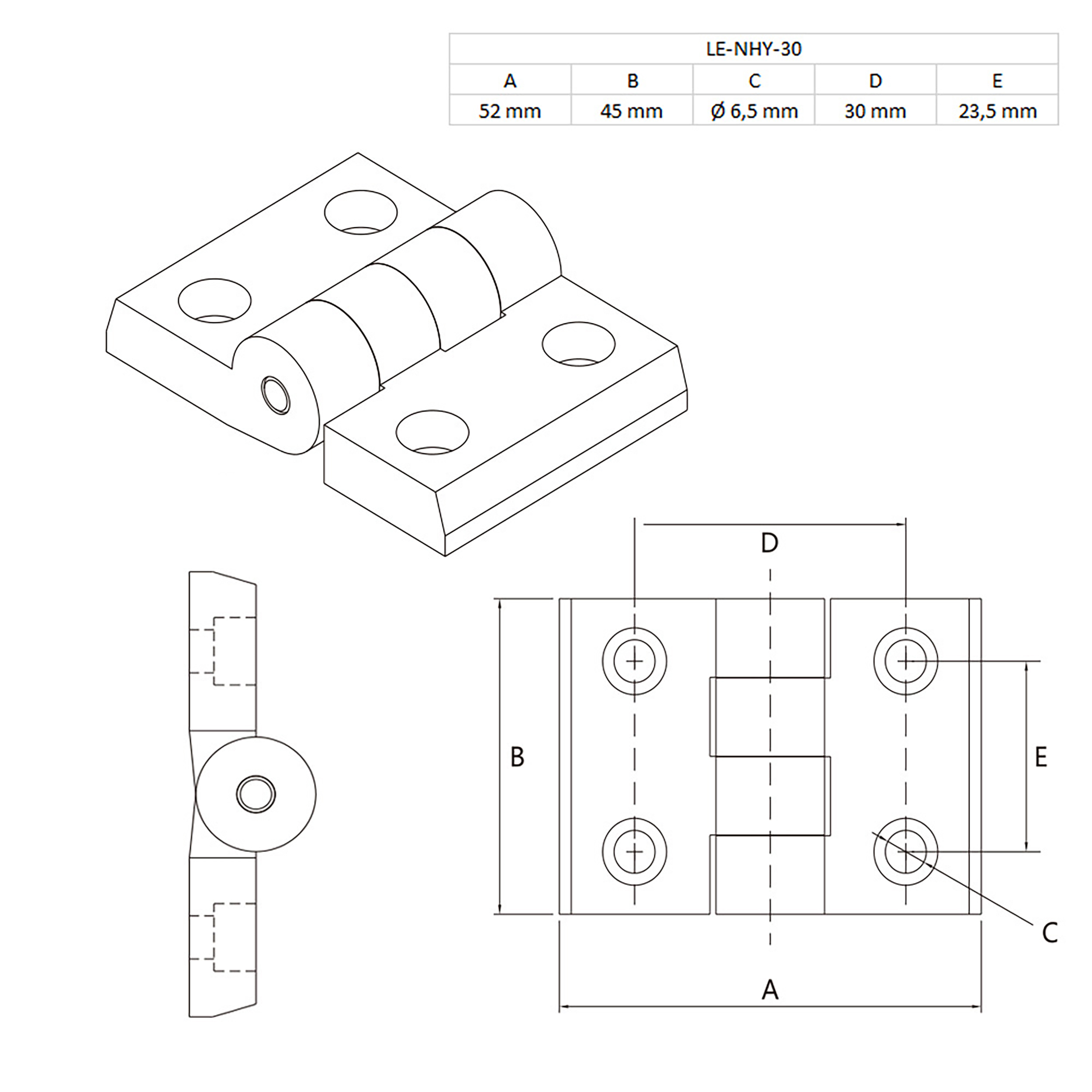 Scharnier Standard Nut 8 für 30-er inkl. Verschraubung - 1 Stück Scharnier Standard Nut 8 für 30-er inkl. Verschraubung - 1 Stück