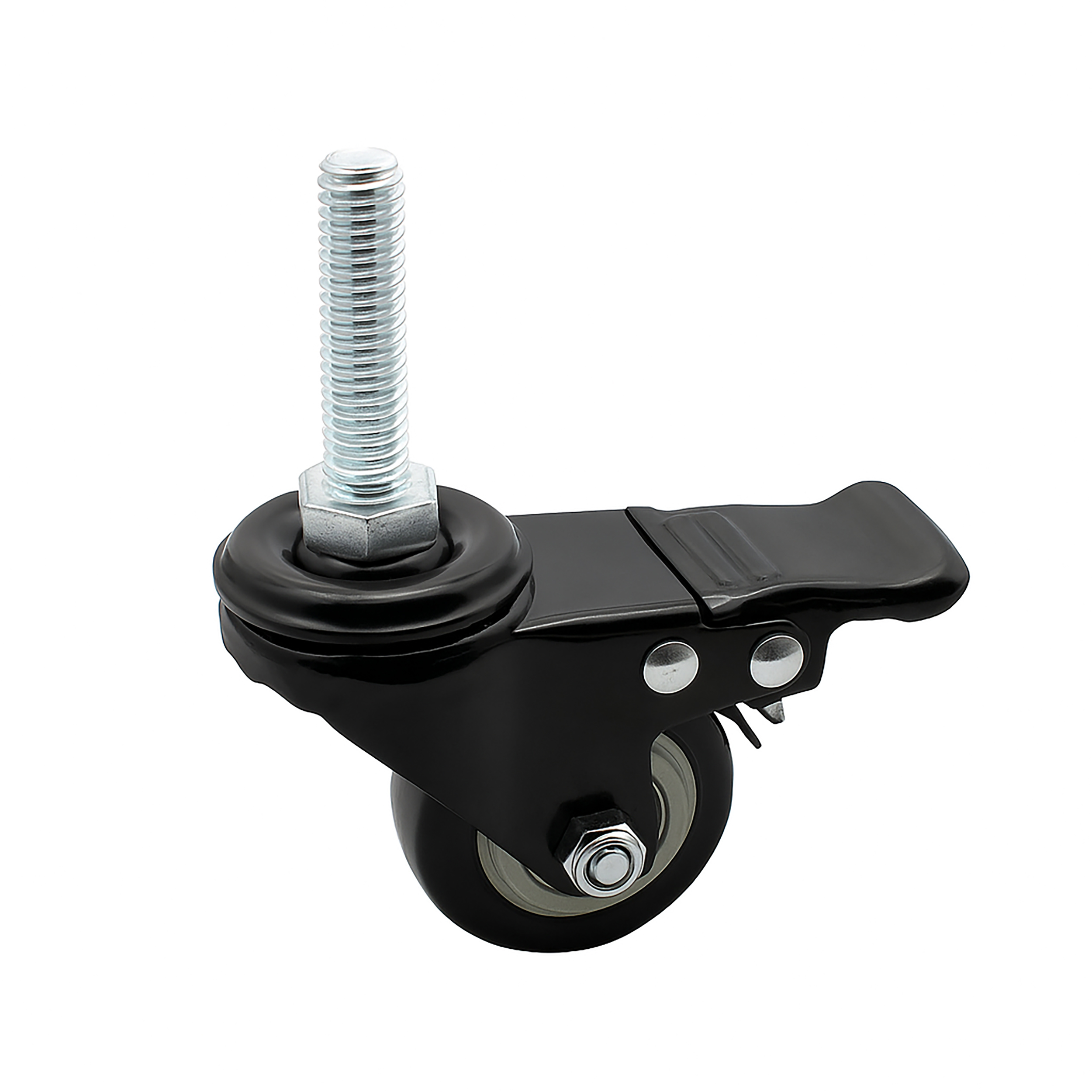 Schraubgewinde-Lenkrolle mit Bremse Gummirolle Ø50mm Schraubgewinde M8 - 4 Stück