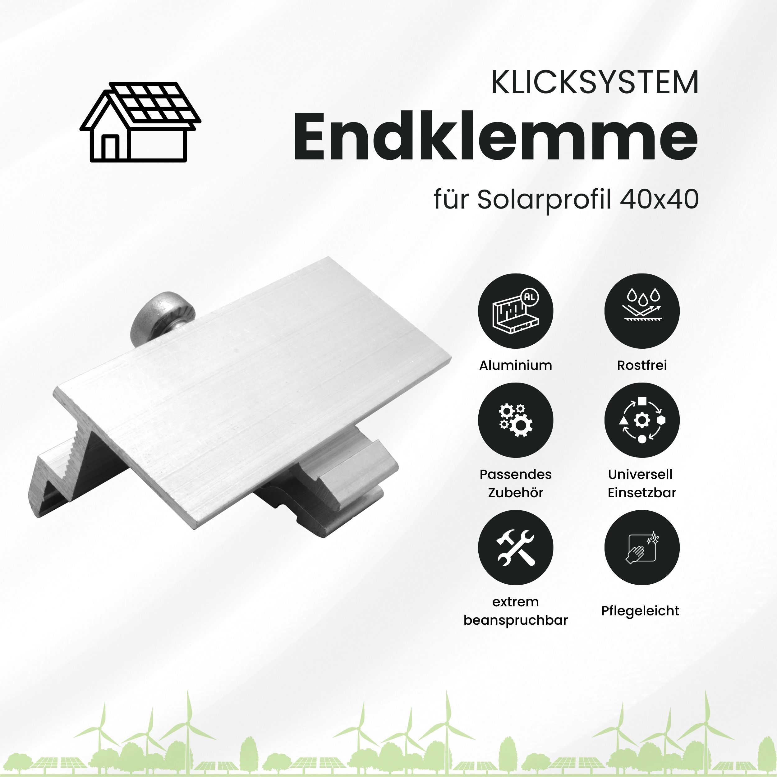 Solarprofile - 1x Endklemme silber - ohne MwSt. - TKSK-30 - PV-Profile - für Kreuzklemme - Zubehör