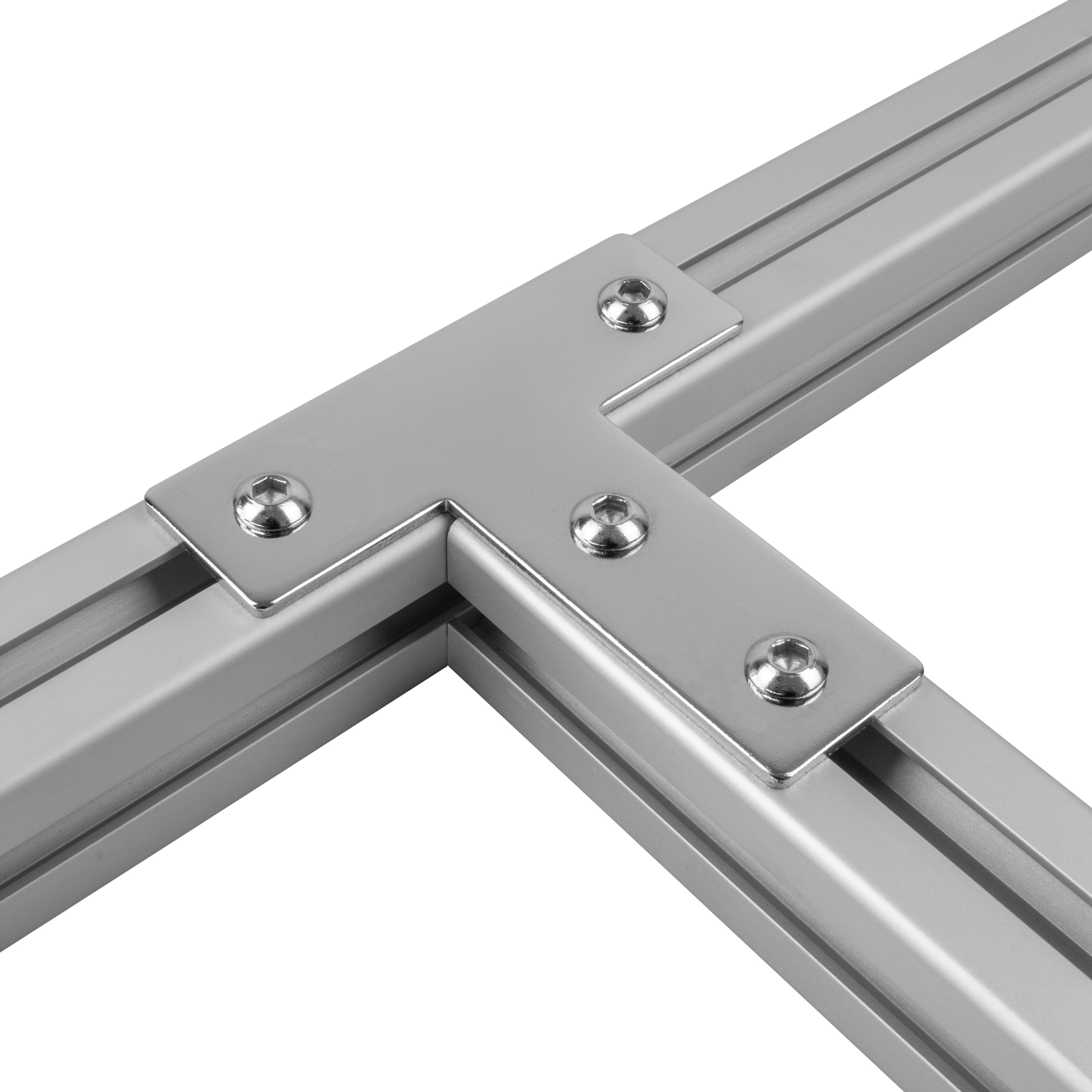 Verbinderplatte - T - 85x85mm Aussen Flachverbinder 30x30 Aluprofil - 4 Stück inkl. Verschraubung