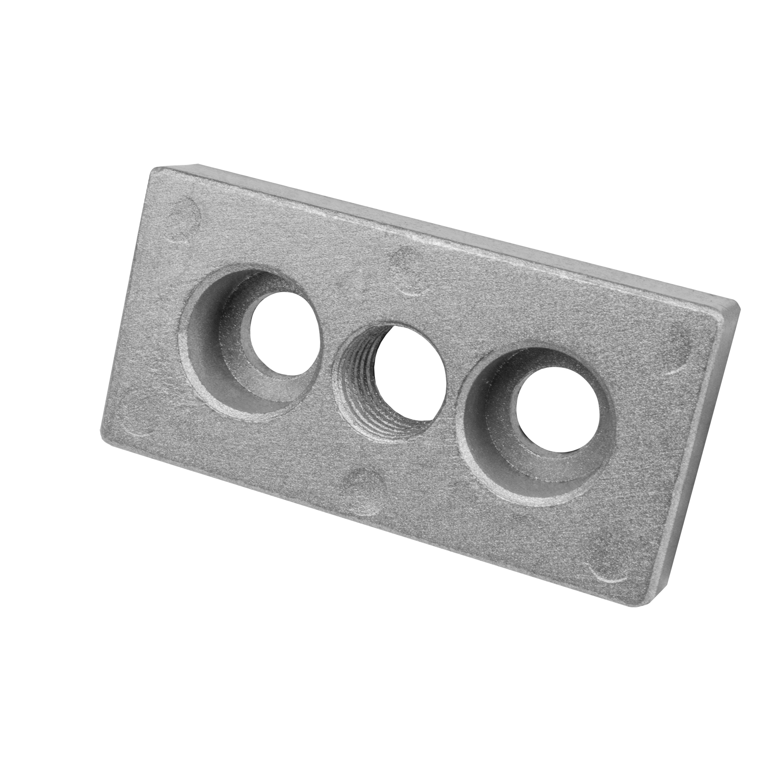 Adapter- & Fußplatte Aluprofil 3060, silbergrau – M12 ohne Stellfuß