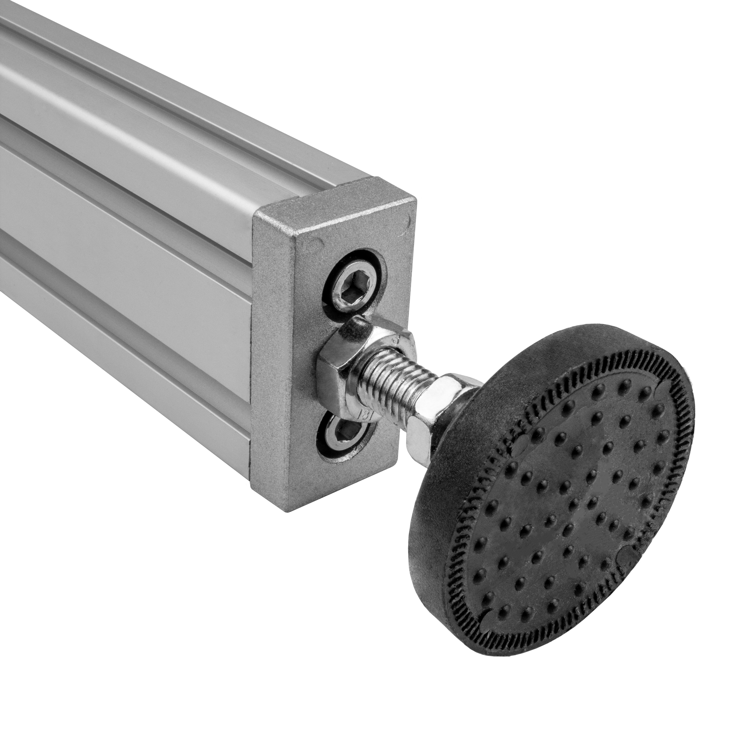 Adapter- & Fußplatte Aluprofil 3060, silbergrau – M12 ohne Stellfuß