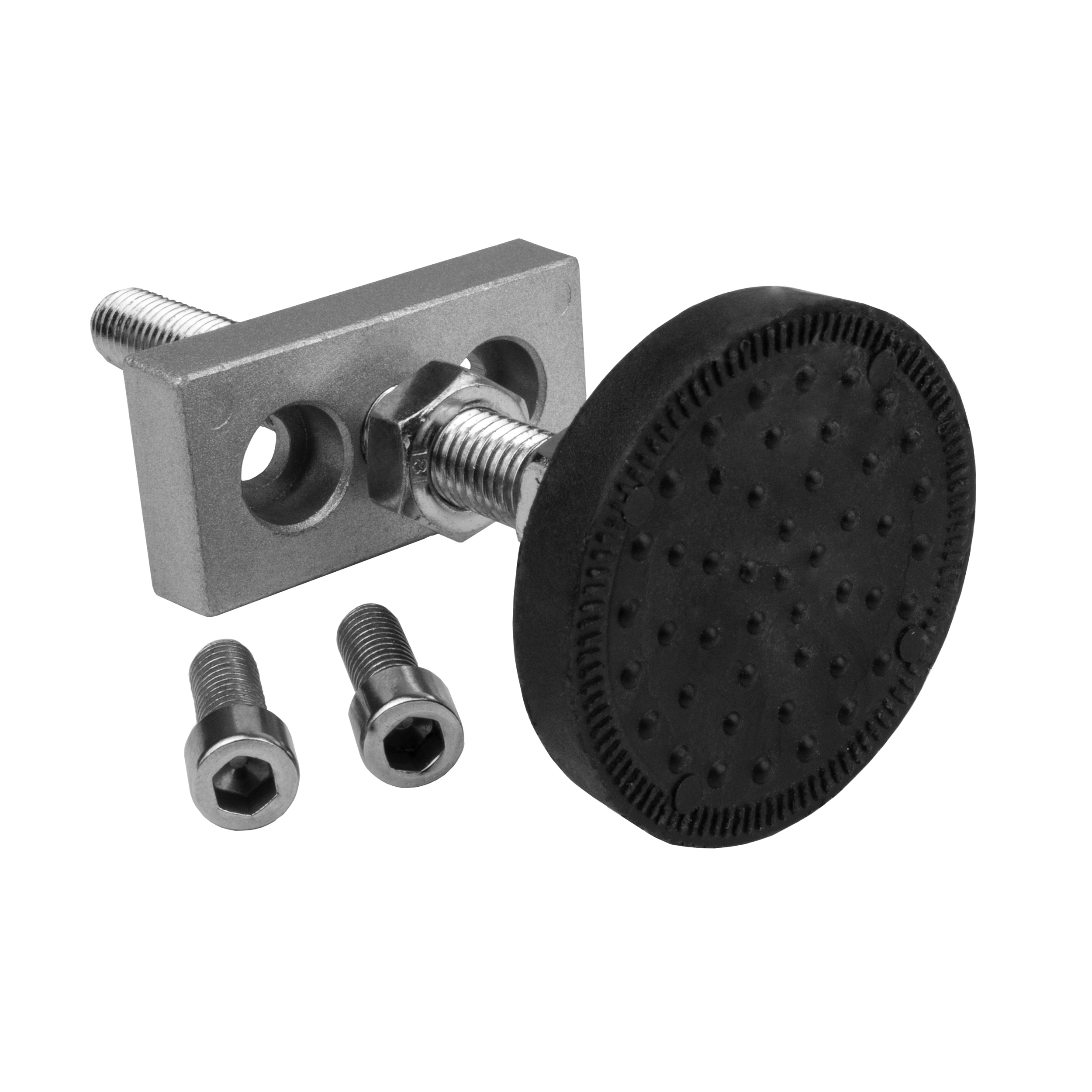Adapter- & Fußplatte Aluprofil 3060, silbergrau – M12 mit Stellfuß
