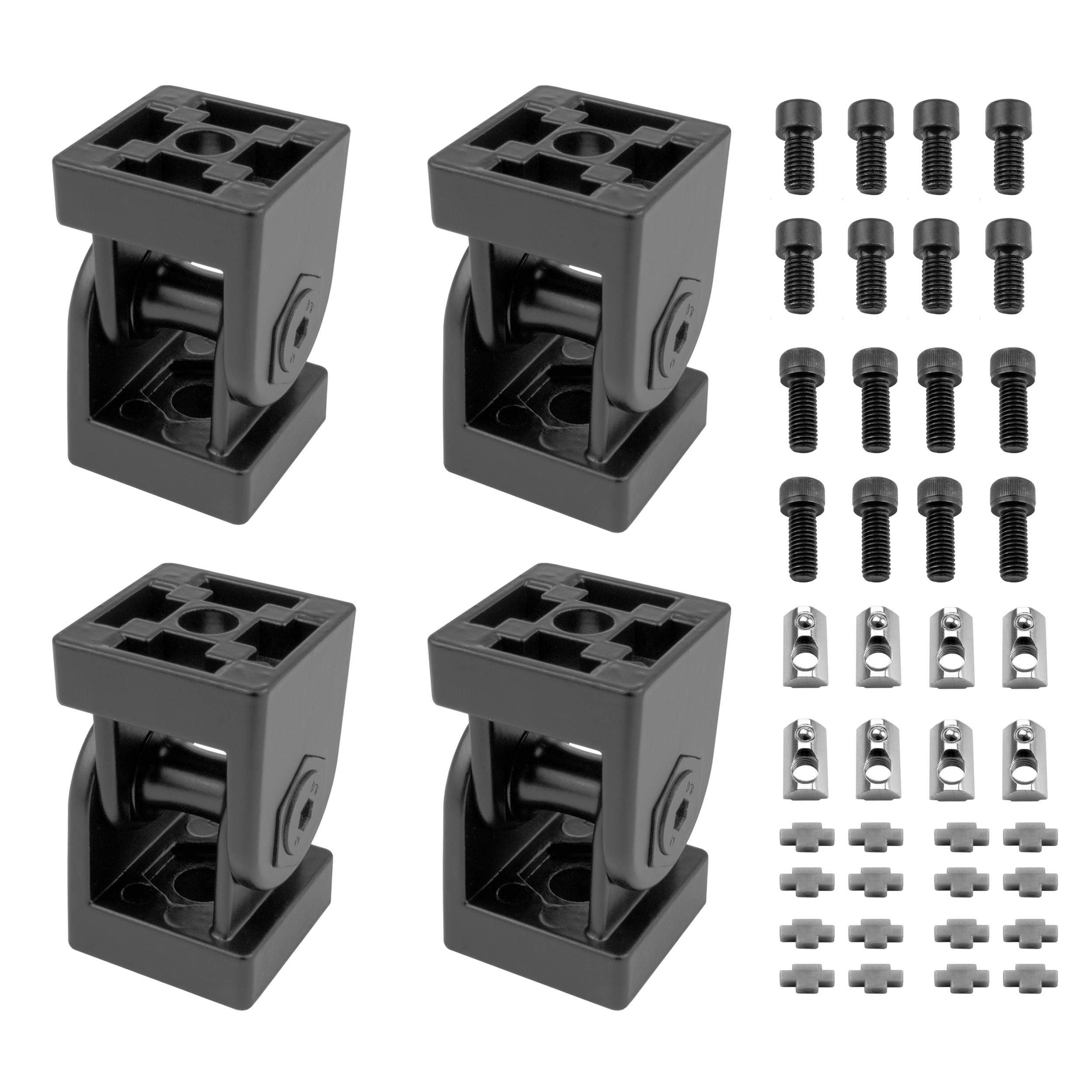 Gelenkverbinder Gelenk Winkelverbinder Nut 8 für Aluprofil 30-er schwarz - 4 Stück