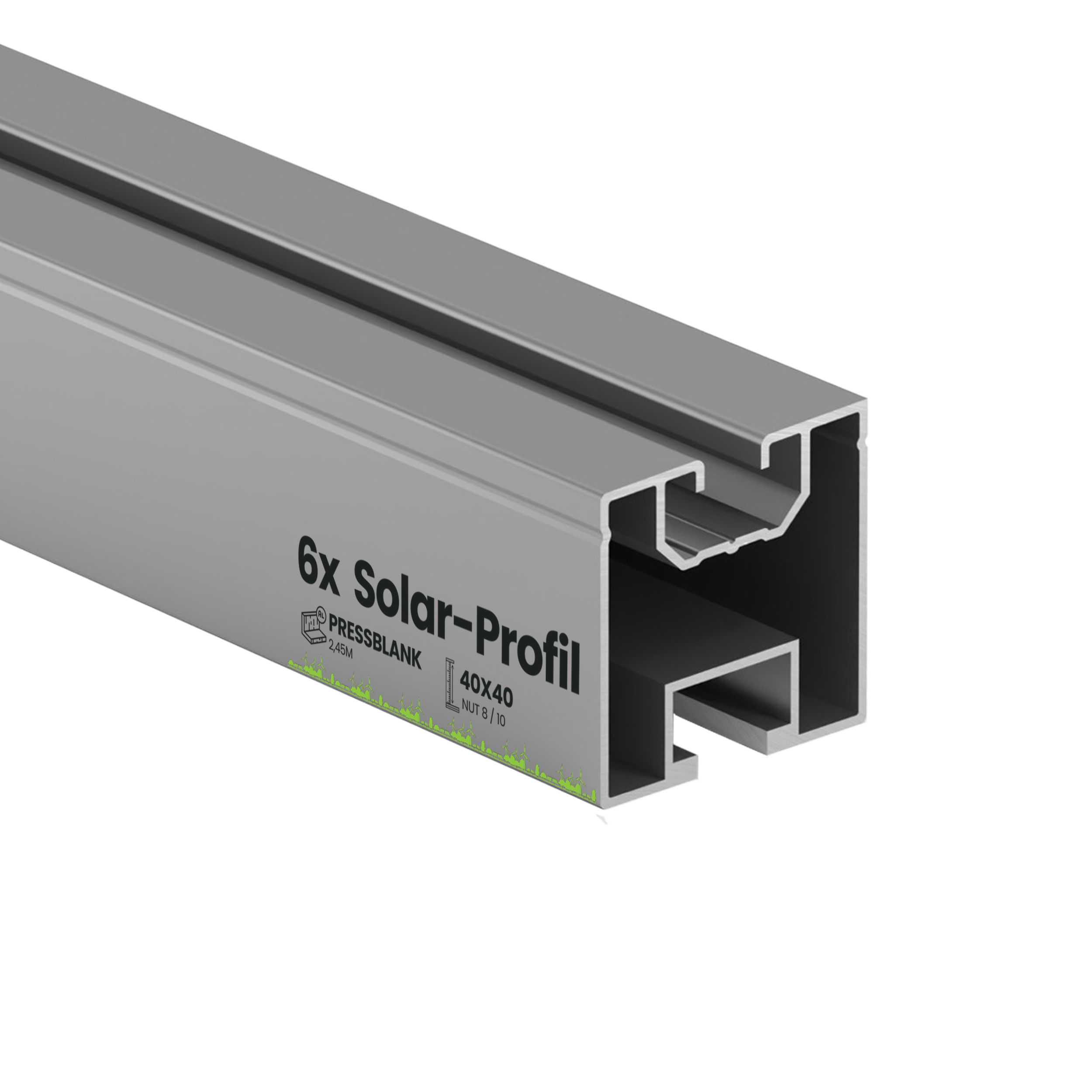 6x Alu Solarprofile 40x40 - 2,45m - Nut 8/10 - Typ-S, PV-Profile - Photovoltaik 6x Alu Solarprofile 40x40 - 2,45m - Nut 8/10 - Typ-S, PV-Profile - Photovoltaik 6er - ohne MwSt.