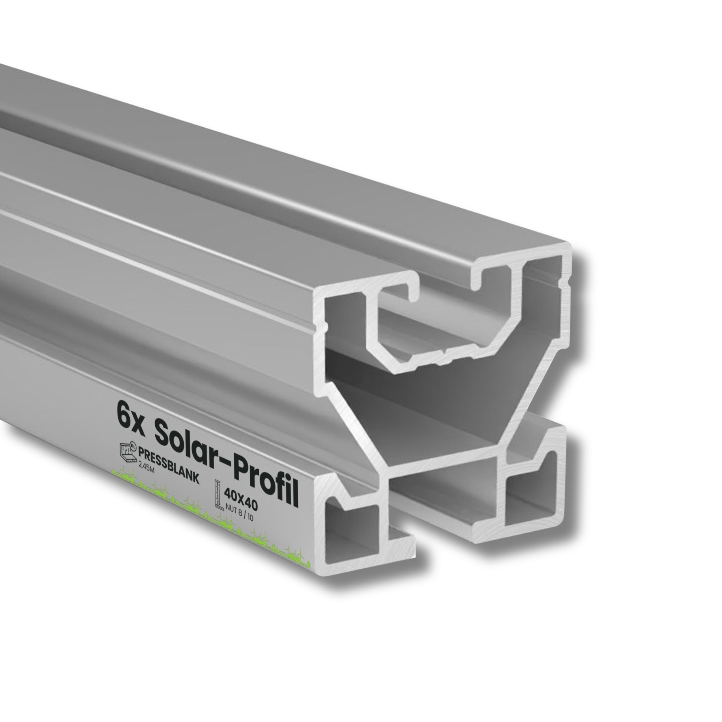 Solarprofile - 6x 40x40 - 2,45m - silber Profile - ohne MwSt. - TKSK-30 - PV-Profile - für Kreuzklemme - Zubehör