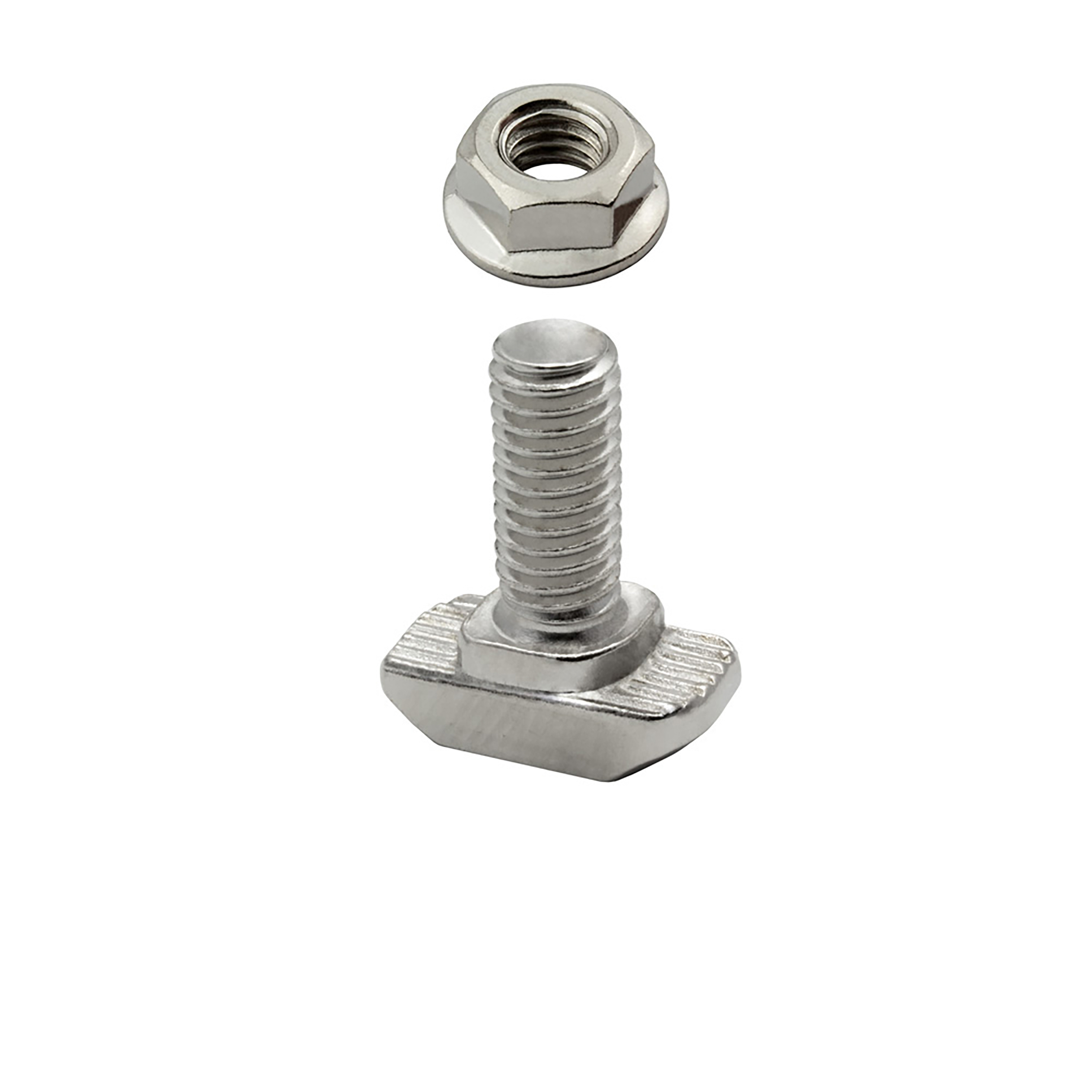 Edelstahl Hammerschraube T-Schraube M6 16mm Nut 8 für Aluprofil 30-er 1 Stück + Mutter Edelstahl Hammerkopfschraube T-Schraube M6 16mm Nut 8 Aluprofil 30-er 1 Stück + Mutter