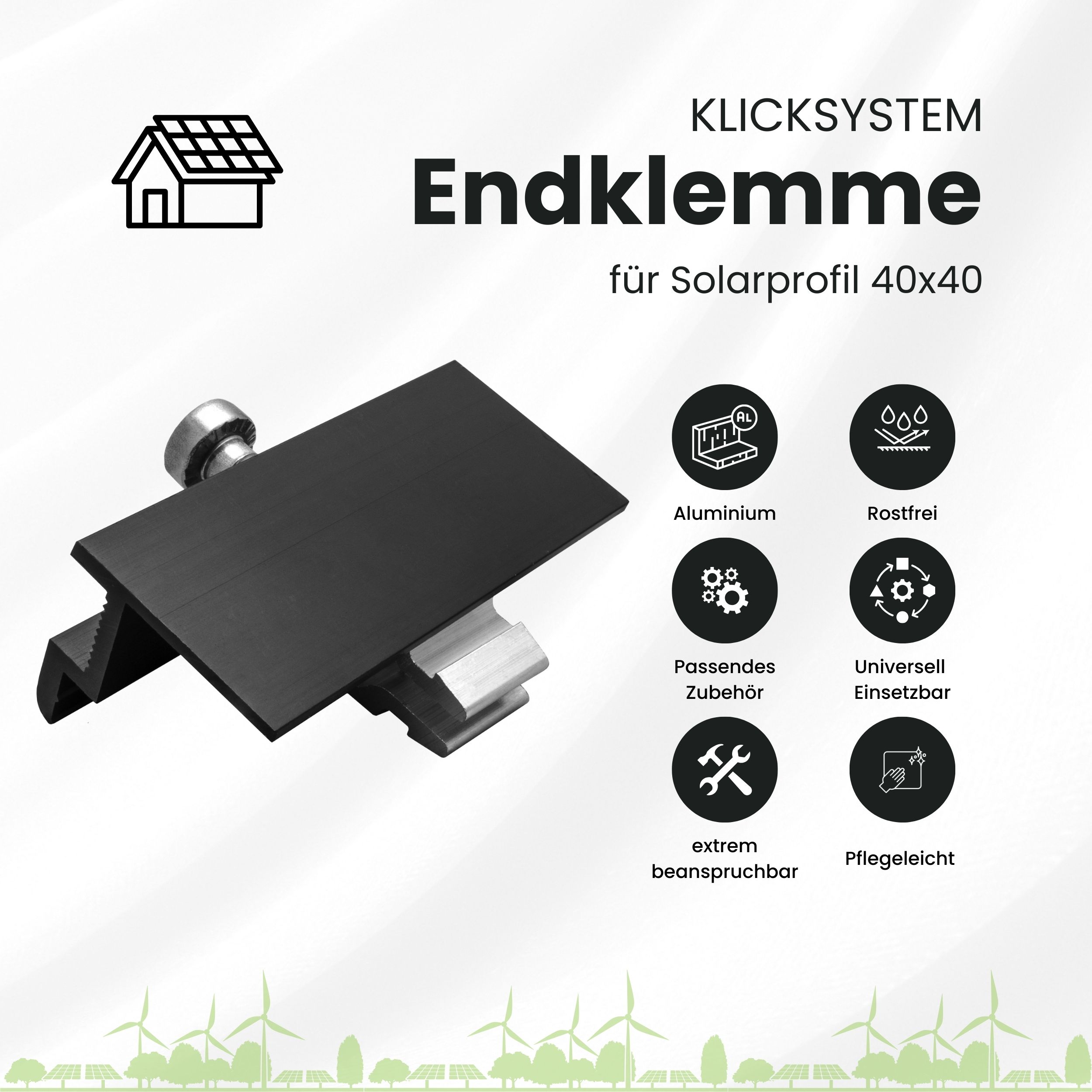 Solarprofile - 1x Endklemme schwarz - ohne MwSt. - TKSK-30 - PV-Profile - für Kreuzklemme - Zubehör