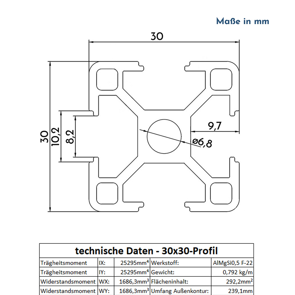 Alu Profil 6 Stück 30x30mm 2m System-, Montage-, Konstruktionsprofil Nut 8 Alu Profil 12 Stück 30x30mm 2m System-, Montage-, Konstruktionsprofil Nut 8