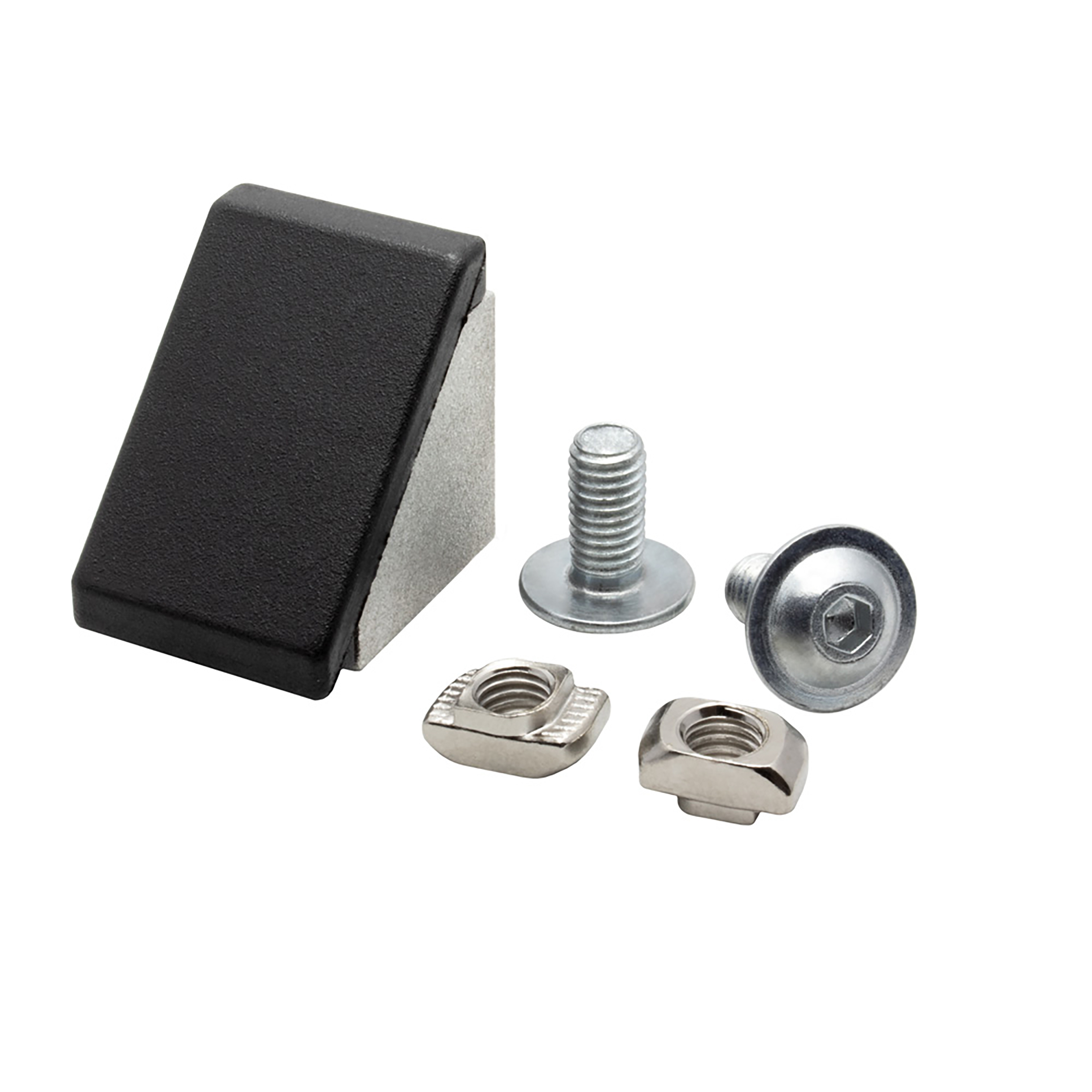 Befestigungswinkel ink. Schrauben und Nutensteine Nut 6 für Aluprofil 20-er 10 Stück + Abdeckkappen