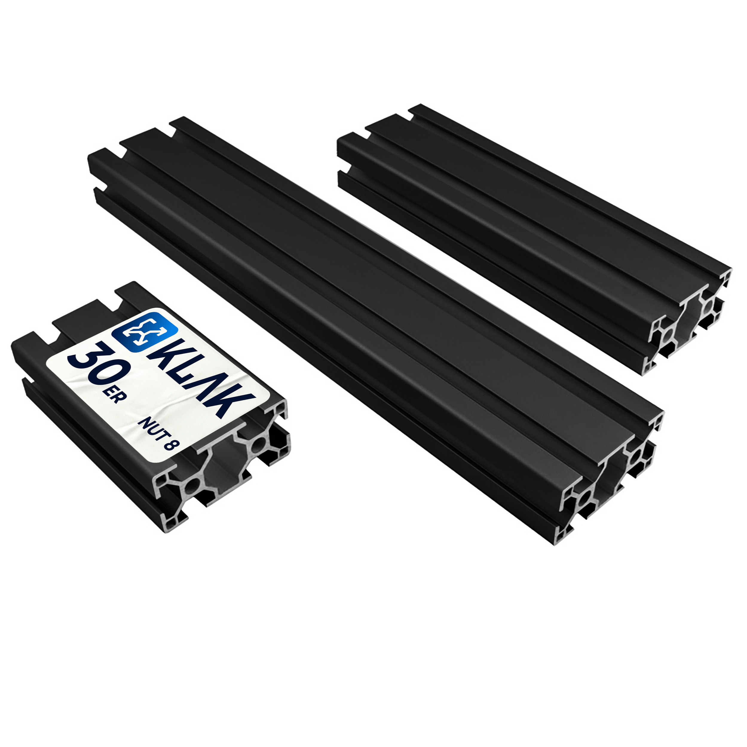 ALU Profil Aluprofil 30x60mm Nut 8 Aluminium Systemprofil Typ I schwarz 900mm